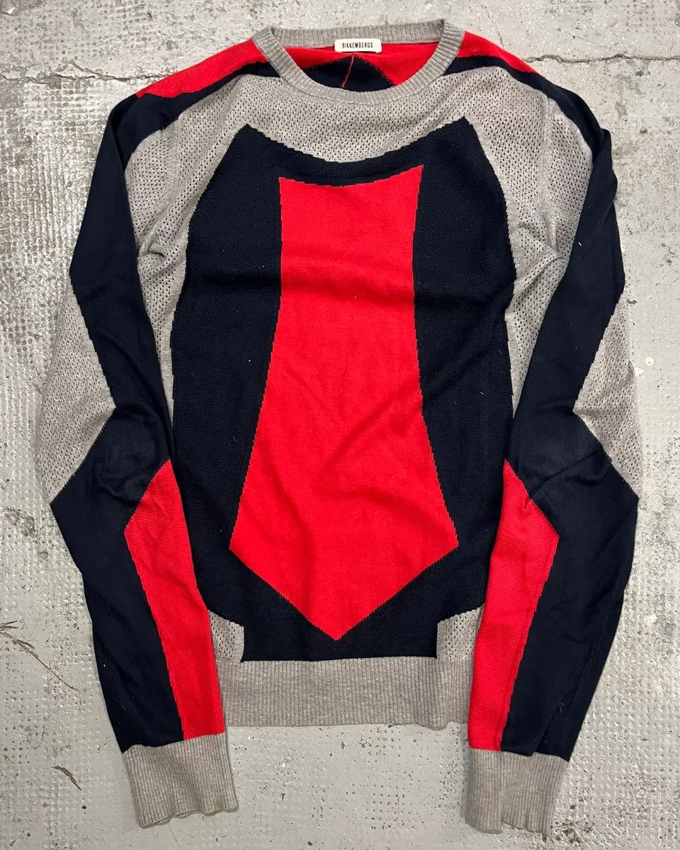 Dirk Bikkembergs Bikkembergs Grey Navy Red Colorblock Sweater Size US M / EU 48-50 / 2 - 3 Thumbnail