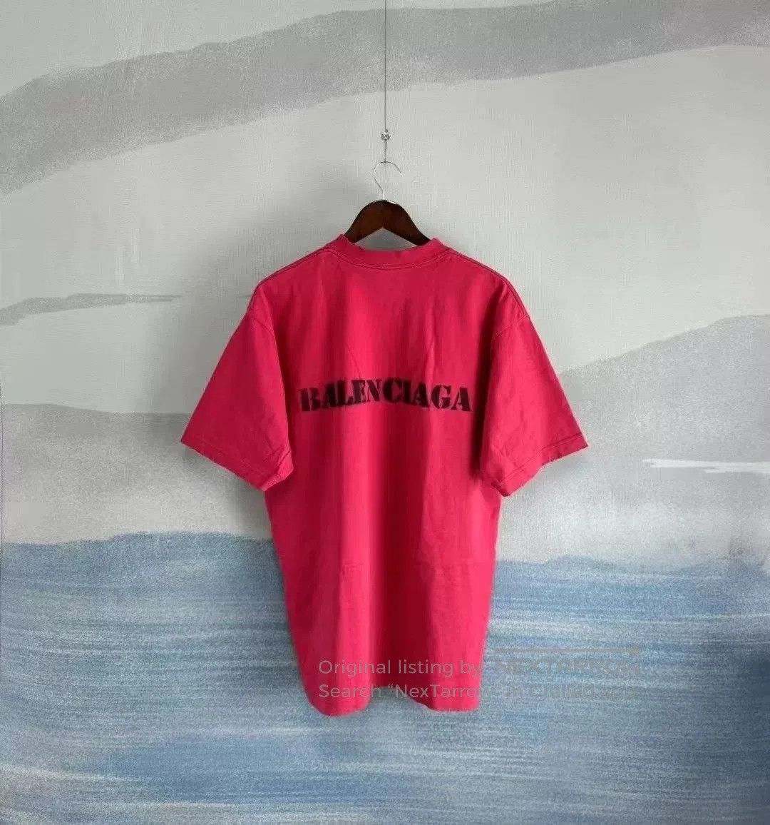 Balenciaga Balenciaga Red Distressed Blur Letter Oversized SS. Size XXS / US 00 / IT 34 - 3 Thumbnail