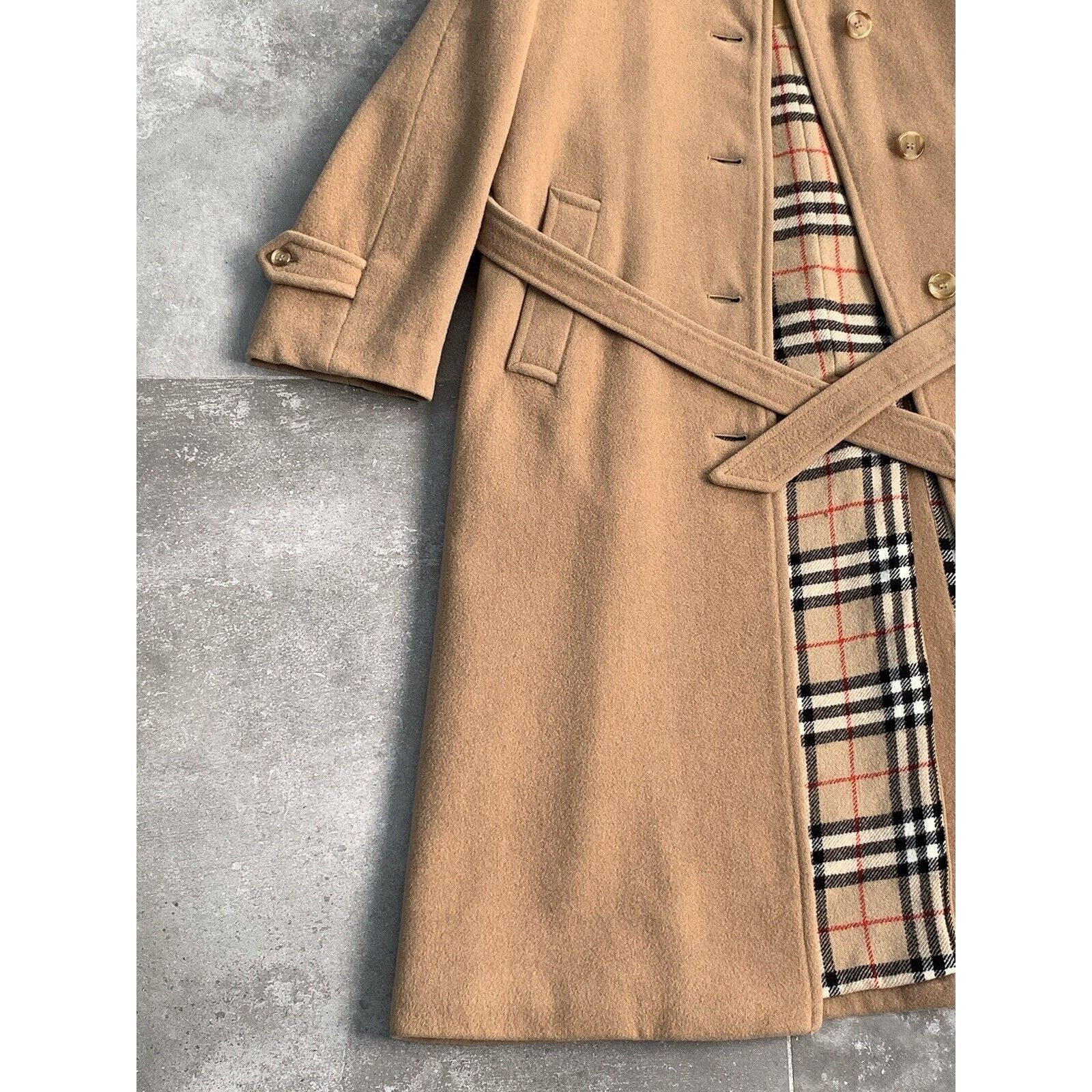 Burberry × Vintage Women's BURBERRYS CAMEL HAIR Wool Trench Coat Jacket UK 12 M Size M / US 6-8 / IT 42-44 - 11 Thumbnail