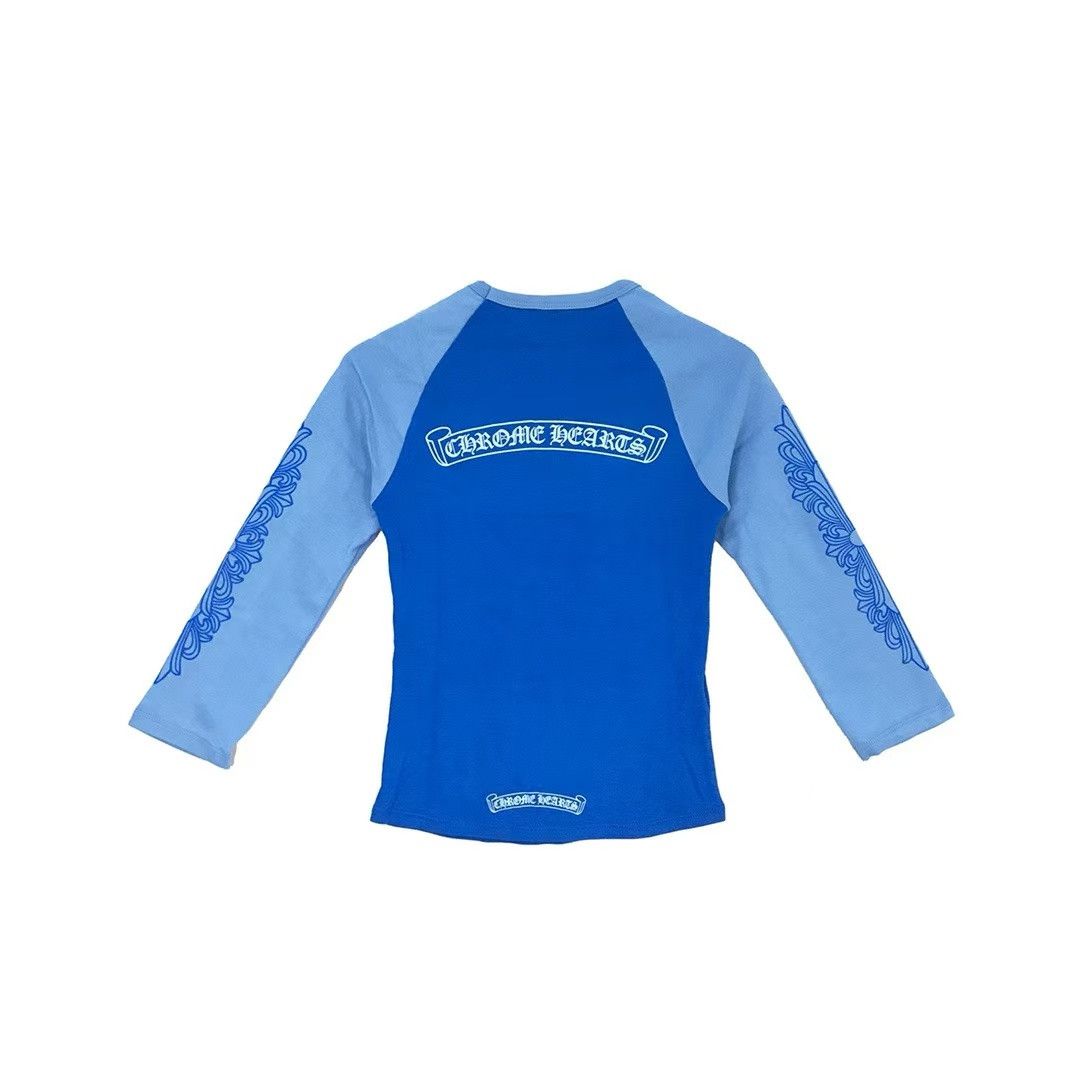 Chrome Hearts Chrome Hearts Blue Floral Long Mid Sleeve Babyshirt Size M / US 6-8 / IT 42-44 - 2 Thumbnail
