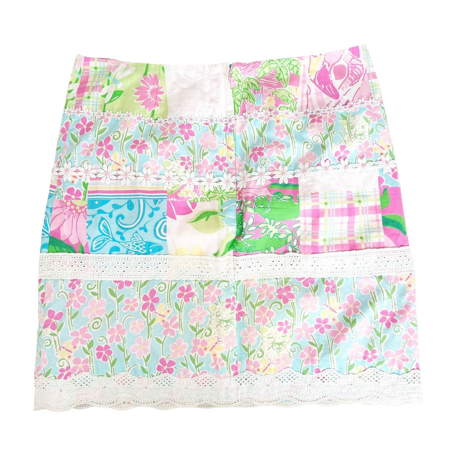 Lilly Pulitzer Vintage 90s Lilly Pulitzer Patchwork Lace Skirt Sz 2 Size 26" / US 2 / IT 38 - 3 Thumbnail