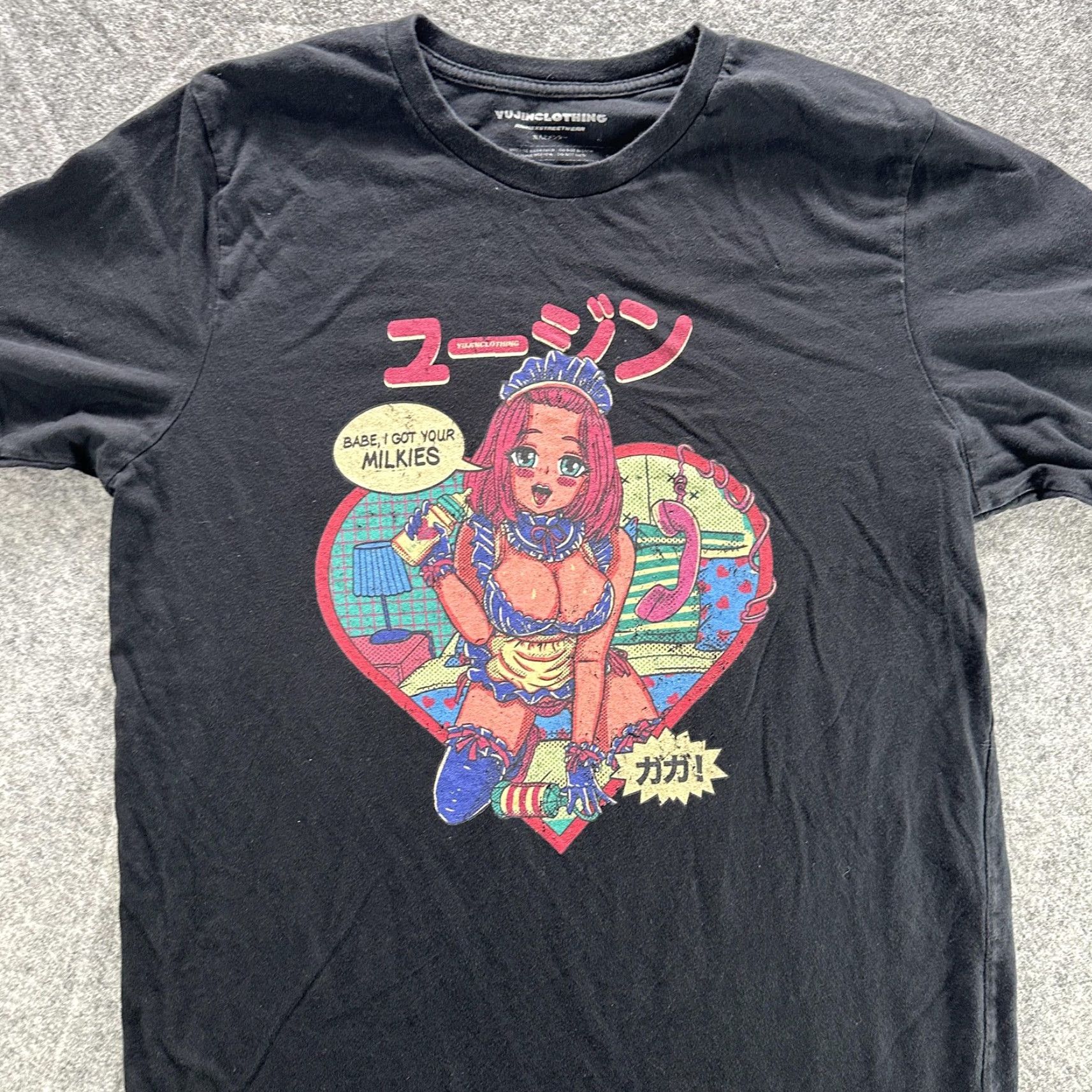 Vintage YujinClothing Anime Shirt Mens XL Black Graphic Print Streetwear T-Shirt Crew Neck Short Sleeve Size US XL / EU 56 / 4 - 2 Thumbnail