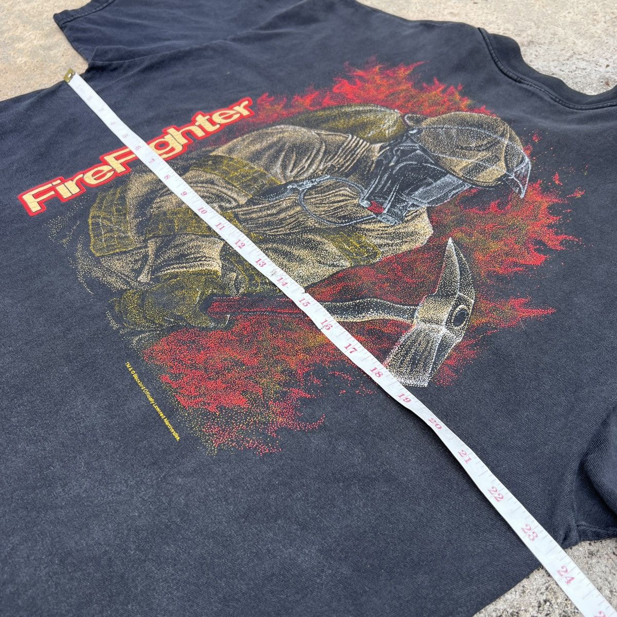 Vintage Vtg 90s Firefighter Tee XL Thrashed Faded graphic streetwear Size US XL / EU 56 / 4 - 10 Thumbnail