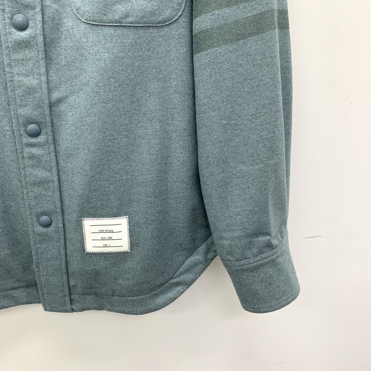 Thom Browne THOM BROWNE Blue Classic Four Bar Wool Shirt Size US M / EU 48-50 / 2 - 4 Thumbnail
