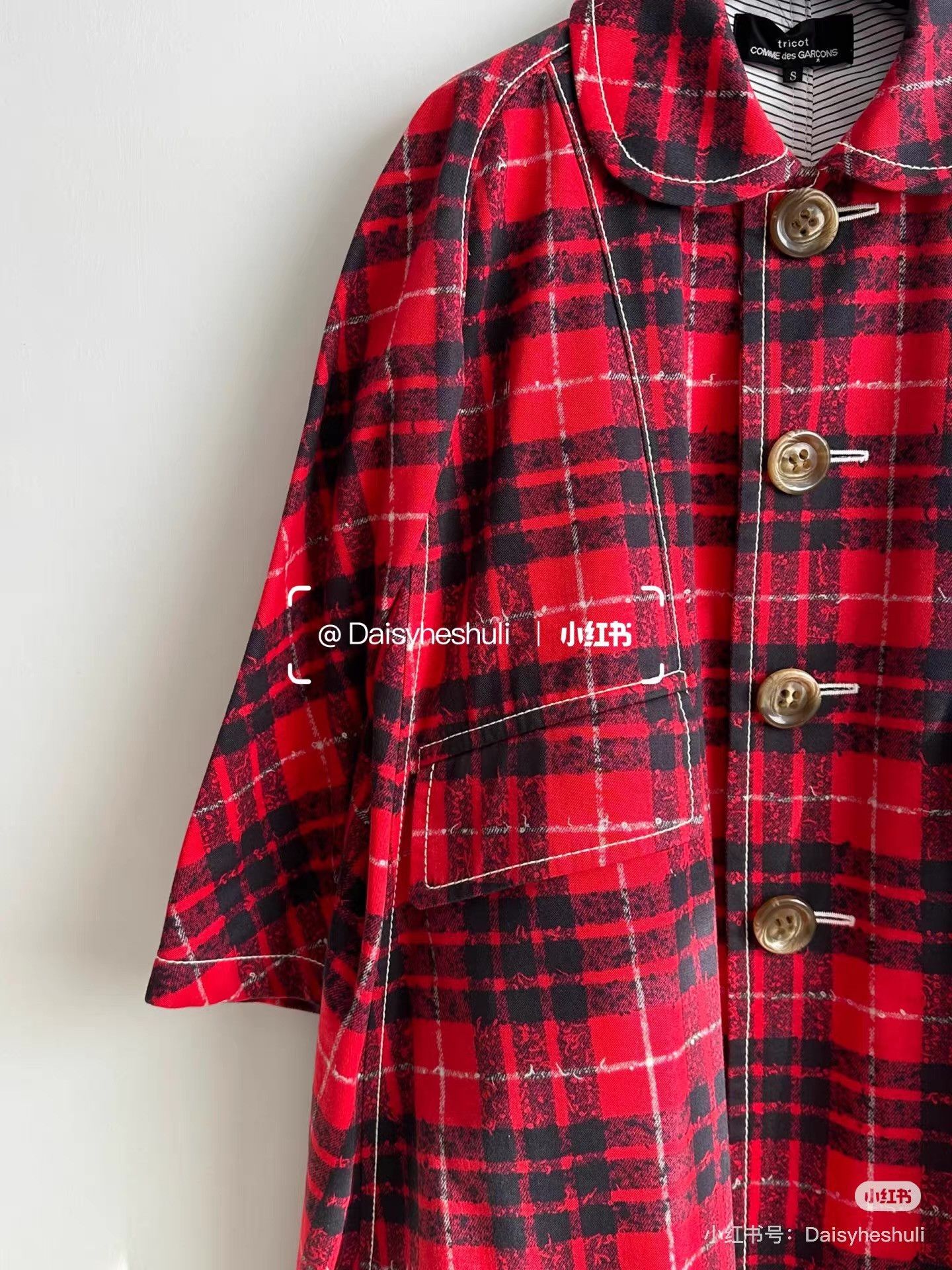 Comme des Garcons Comme des Garçons CDG Tricot Red Plaid Coat Ｑ24 Size S / US 4 / IT 40 - 9 Thumbnail