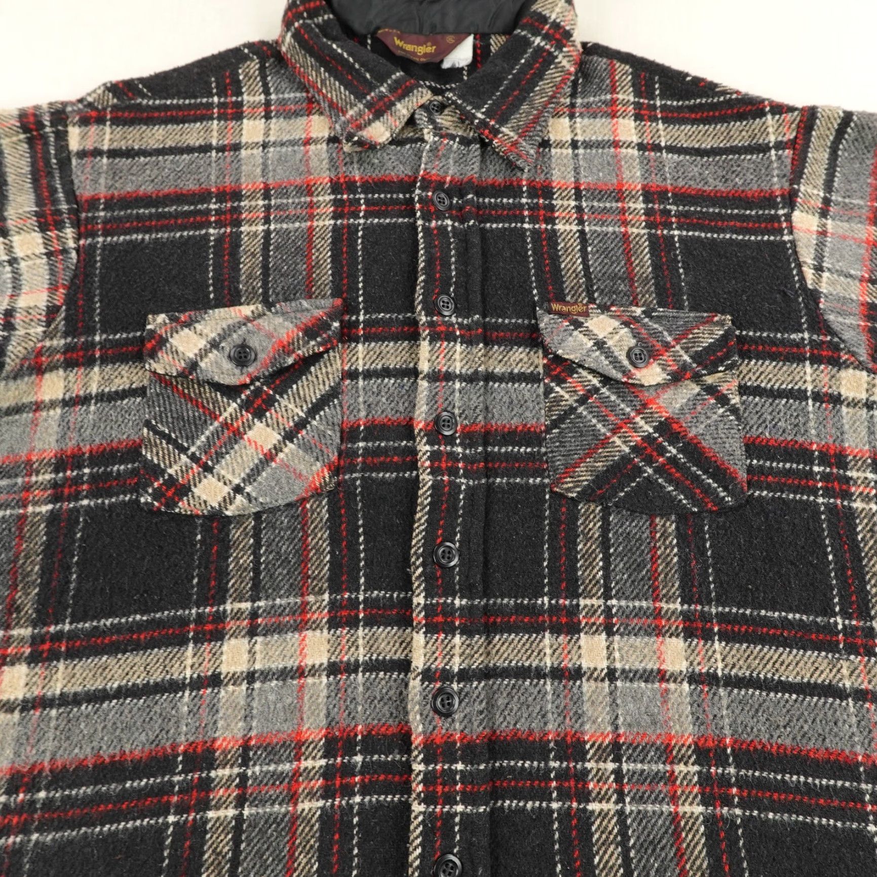 Wrangler Vintage Wrangler Shirt Mens XL Black Beige Plaid Flannel Shacket Western Heavy Size US XL / EU 56 / 4 - 3 Thumbnail