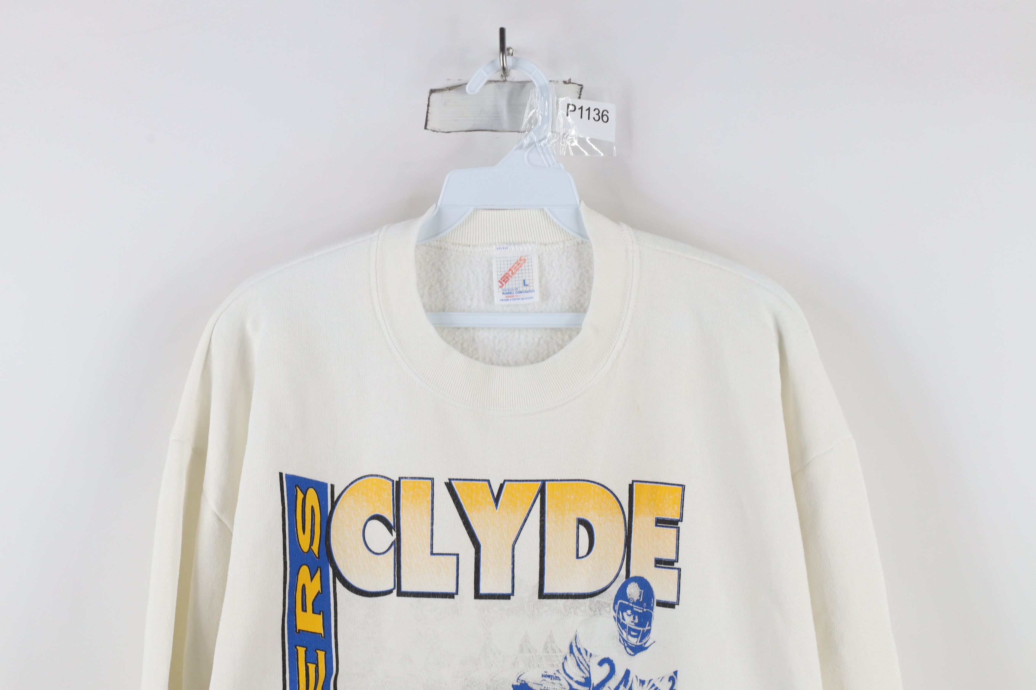 Vintage Vintage 90s Clyde Fliers Football Sweatshirt White USA Size US L / EU 52-54 / 3 - 2 Thumbnail