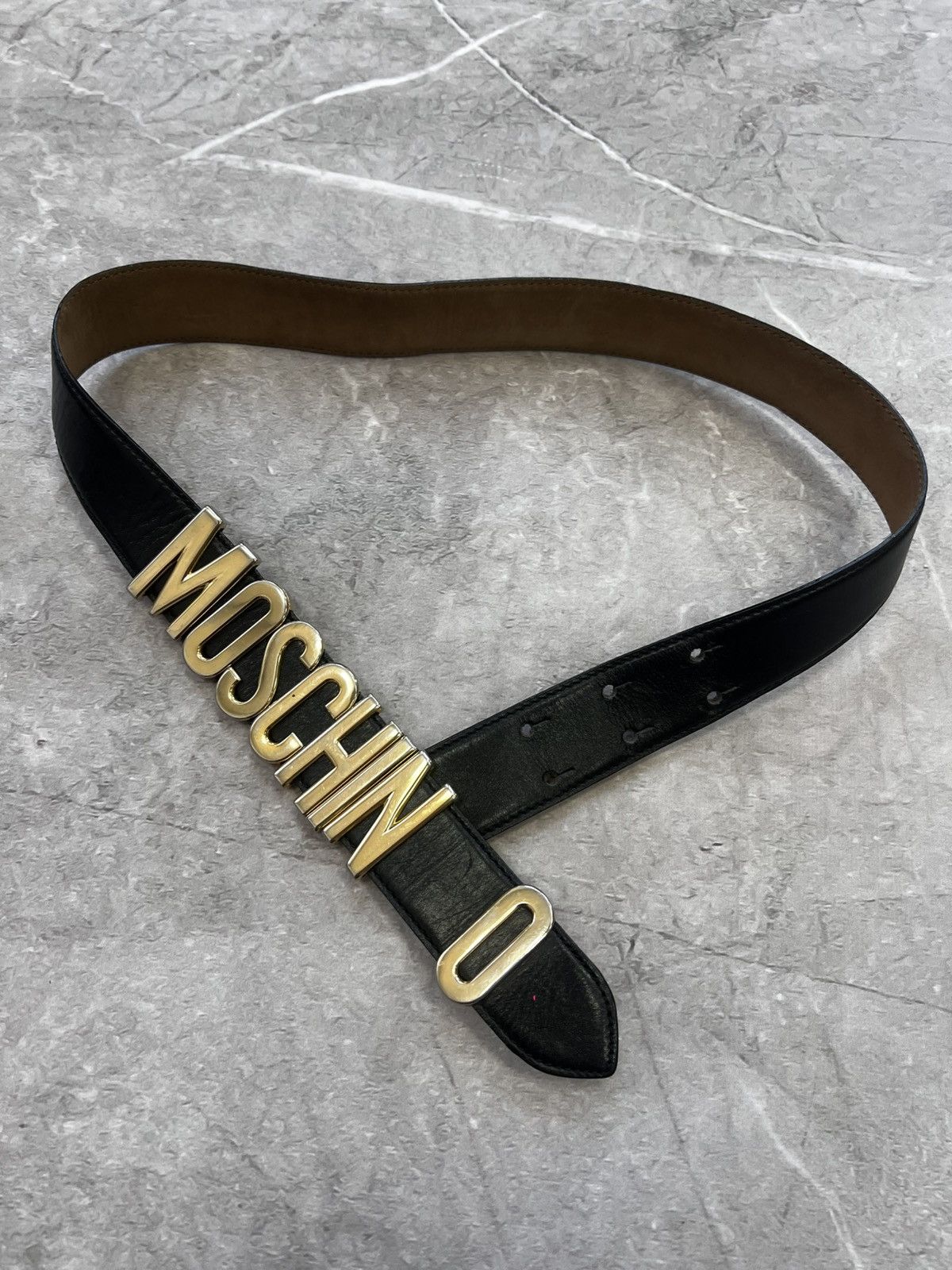 Moschino MOSCHINO LEATHER METAL LOGO MONOGRAM LEATHER BELT Size ONE SIZE - 2 Thumbnail