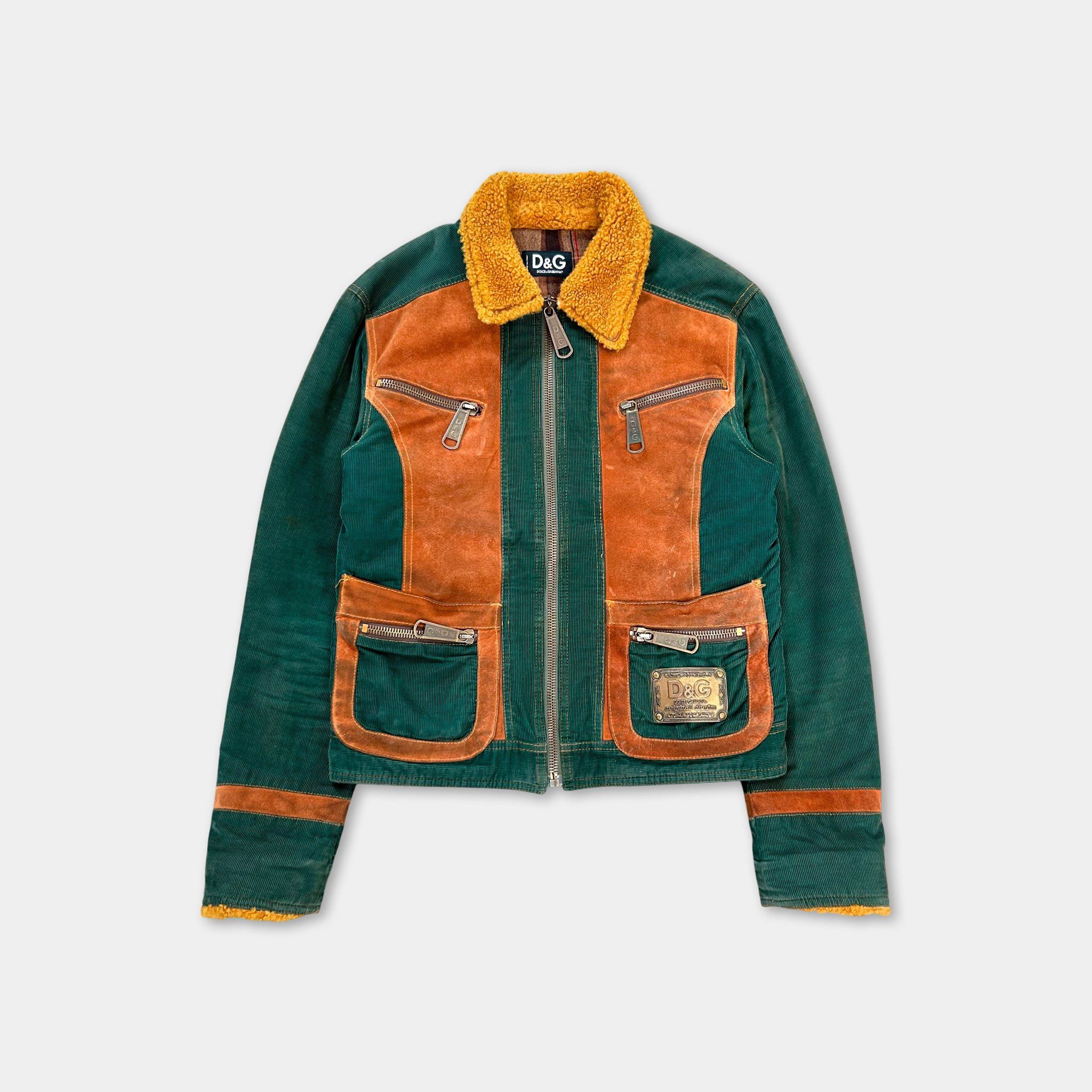 Dolce & Gabbana Dolce & Gabbana Corduroy Multi-Panel Fur Collar Jacket Size US L / EU 52-54 / 3 - 1 Thumbnail