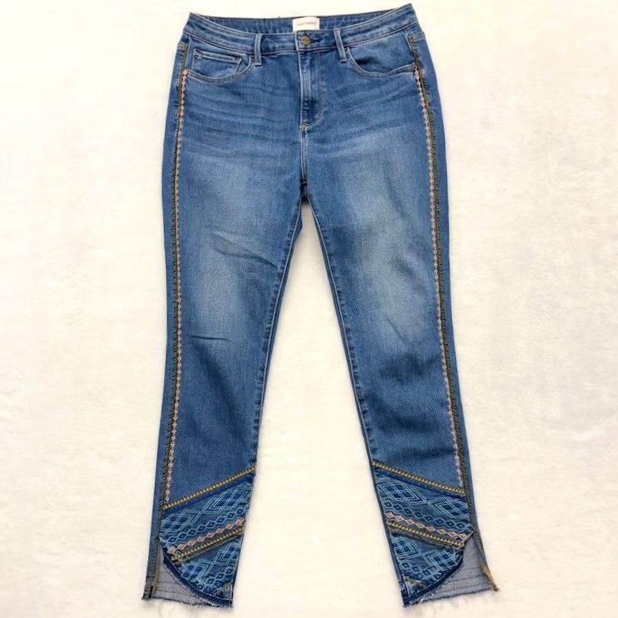 Vintage Driftwood Blue Aztec Jeans - Regular Fit Denim Size 29" - 2 Thumbnail