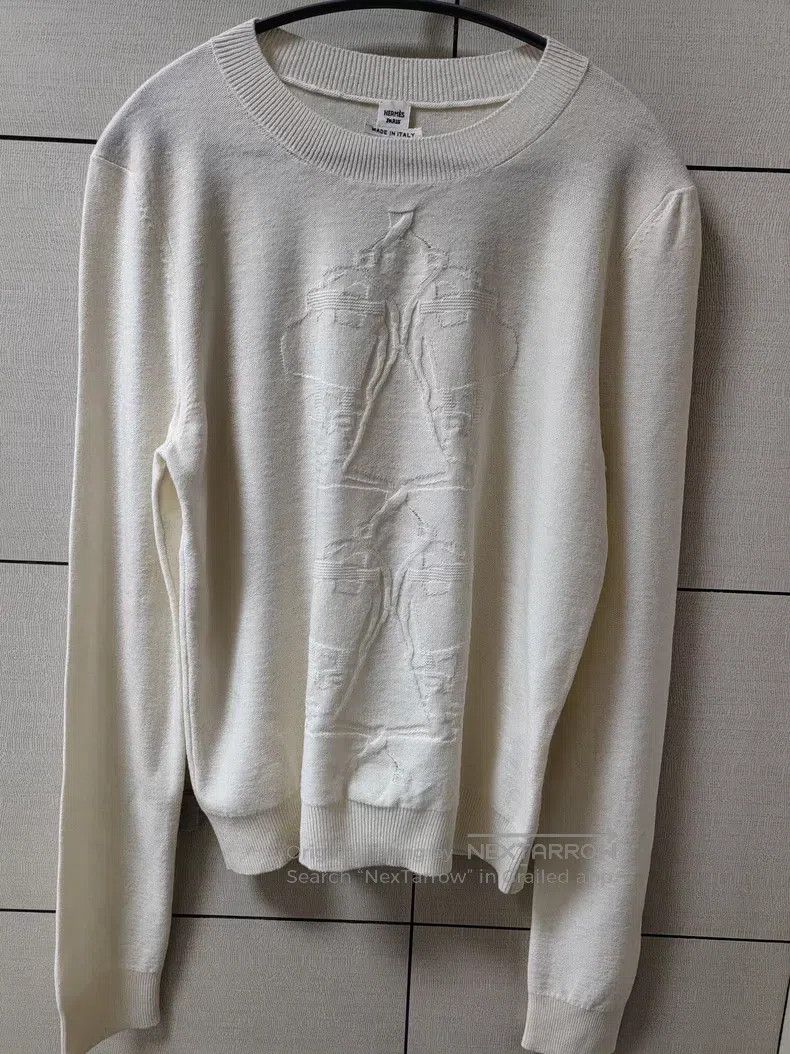 Hermes Hermes White Cashmere and Wool Round Neck Long-Sleeve Cash Size XS / US 0-2 / IT 36-38 - 1 Thumbnail