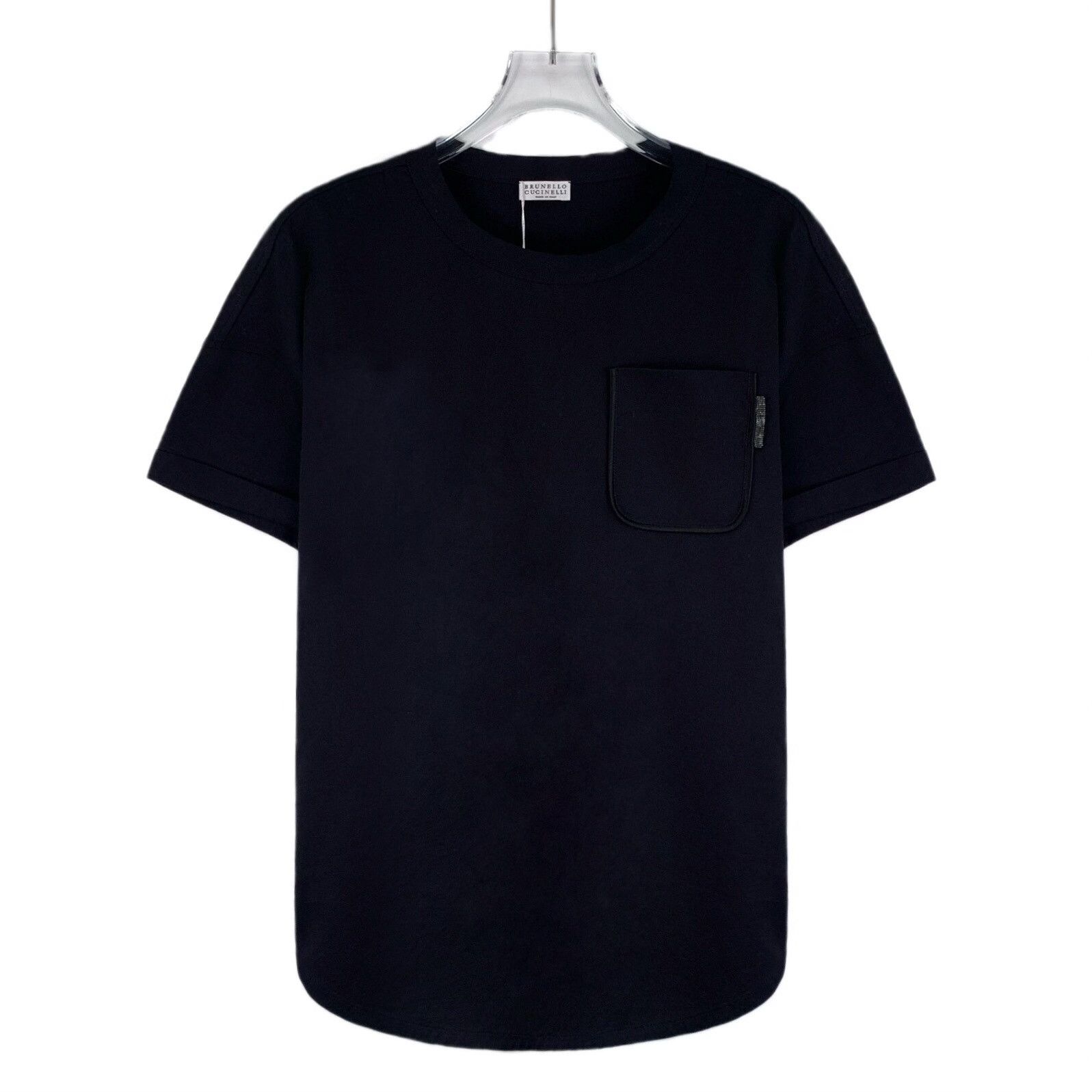 Brunello Cucinelli Brunello Cucinelli Black Beaded Pocket Cotton T-shirt Size US L / EU 52-54 / 3 - 1 Thumbnail