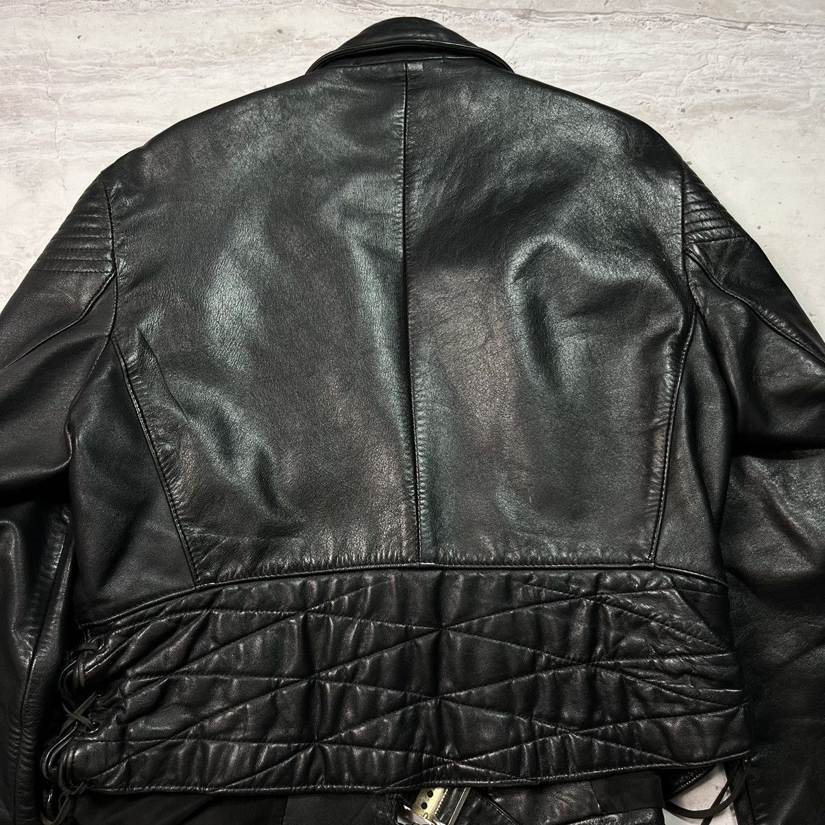 Japanese Brand Vintage Leather Ramones Cropped Jacket YSL Style Washed Rare Size US M / EU 48-50 / 2 - 13 Thumbnail