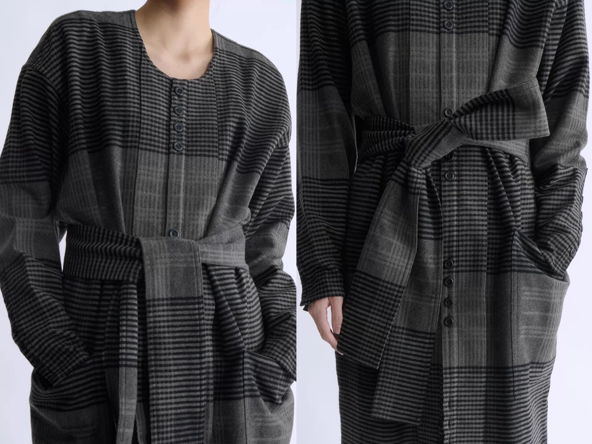 Other TAKEZO TOYOGUCHI 90s Checkered Tie-Belt Dress/Jacket Size M / US 6-8 / IT 42-44 - 7 Thumbnail
