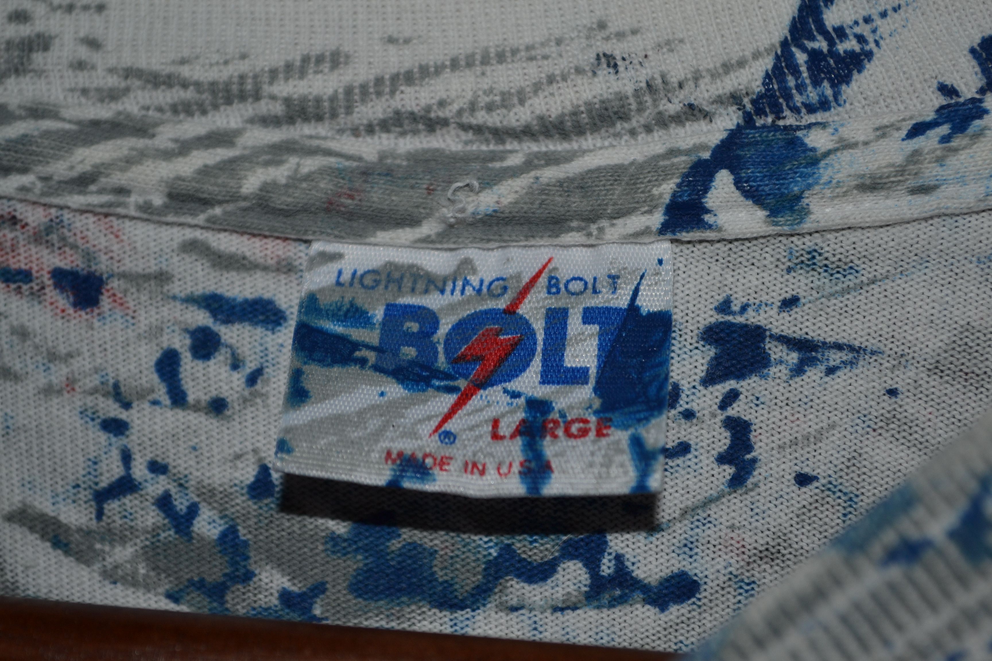 Vintage Bolt Lightning Vintage All over Home Run T-shirt USA 1990s Size US L / EU 52-54 / 3 - 5 Thumbnail