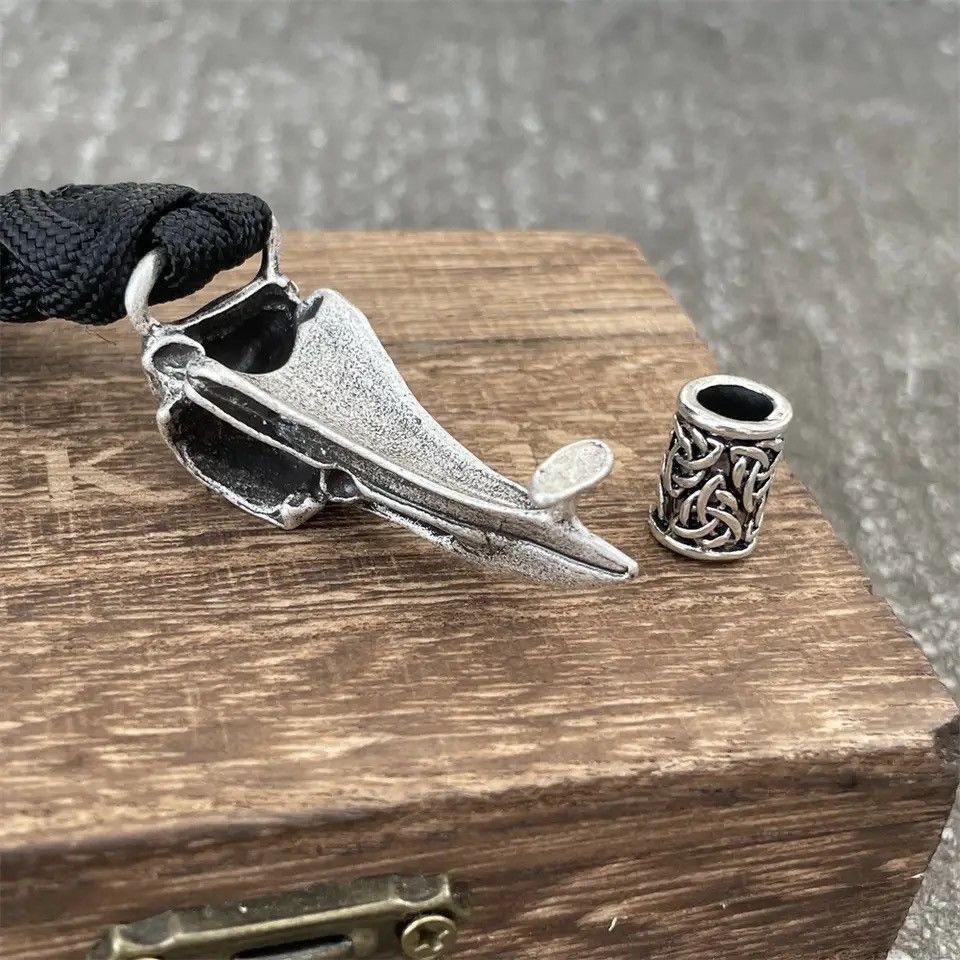 Vintage Viking Odin Raven Skull Bracelet Men Women Gothic Size ONE SIZE - 5 Thumbnail