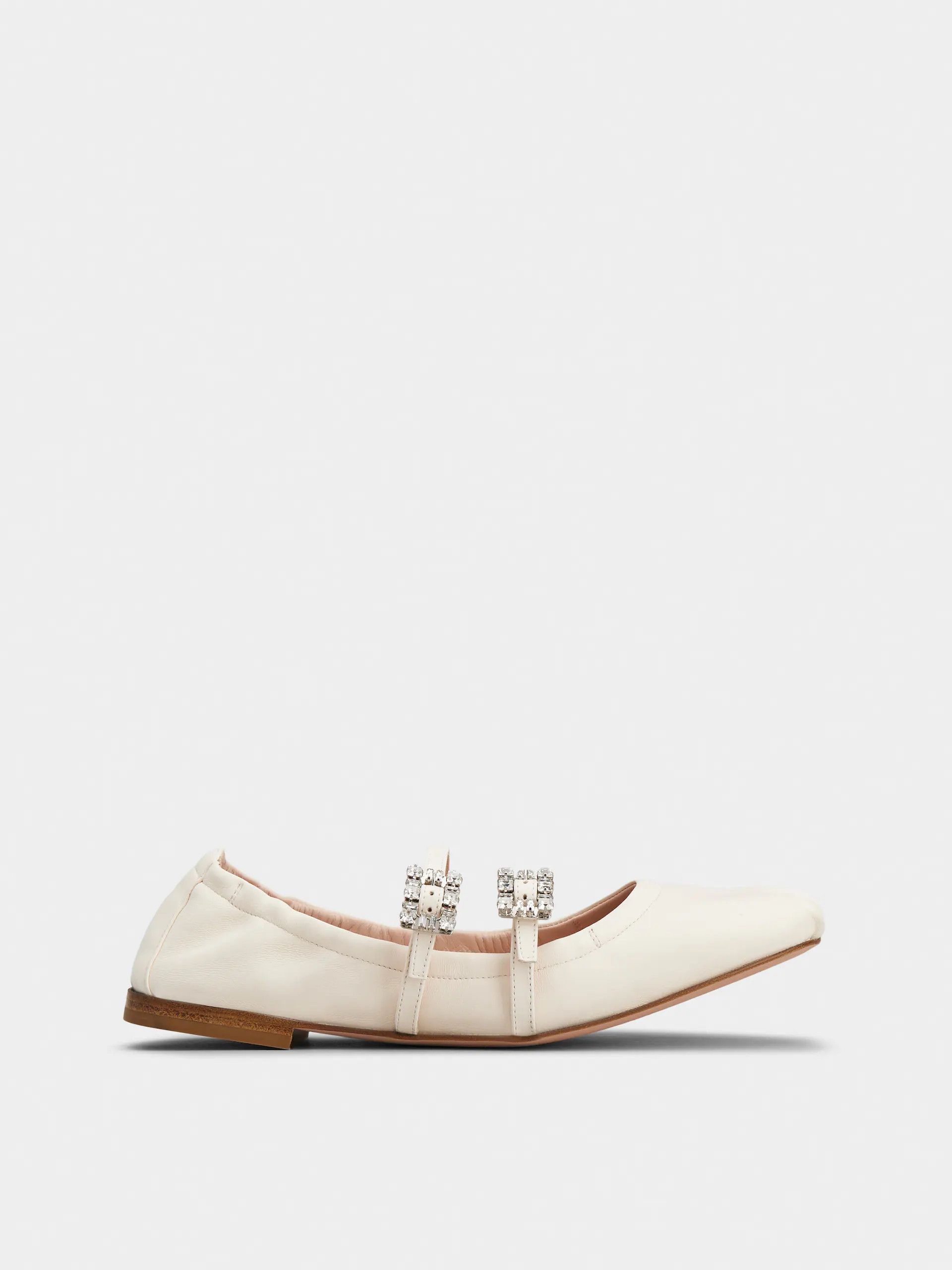 Roger Vivier o1s22i1n0824 Nappa Ballet Strass Buck Flats in White Size US 9 / IT 39 - 1 Thumbnail