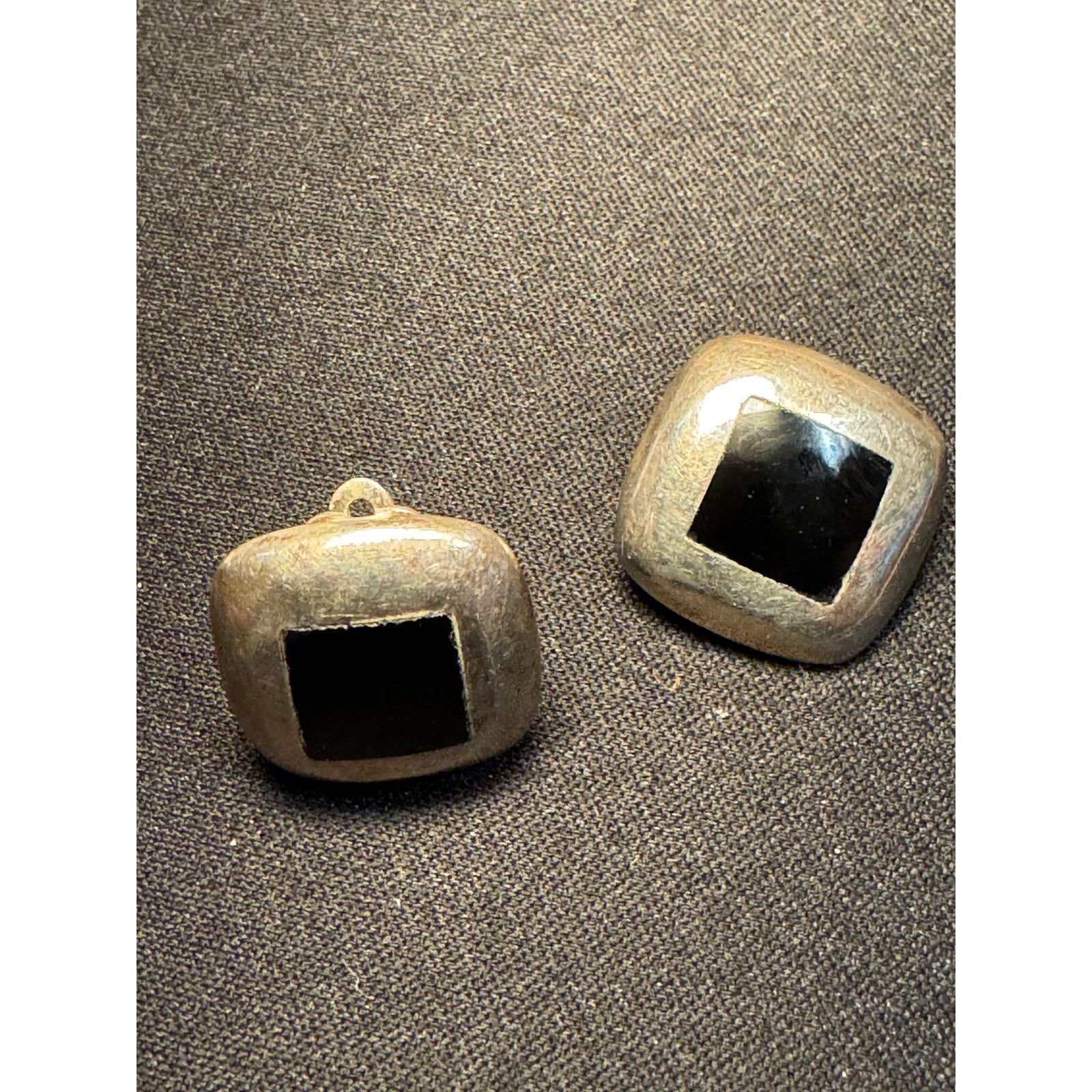 Other 925 Sterling Silver Vintage Onyx Clip On Earrings Size ONE SIZE - 2 Thumbnail