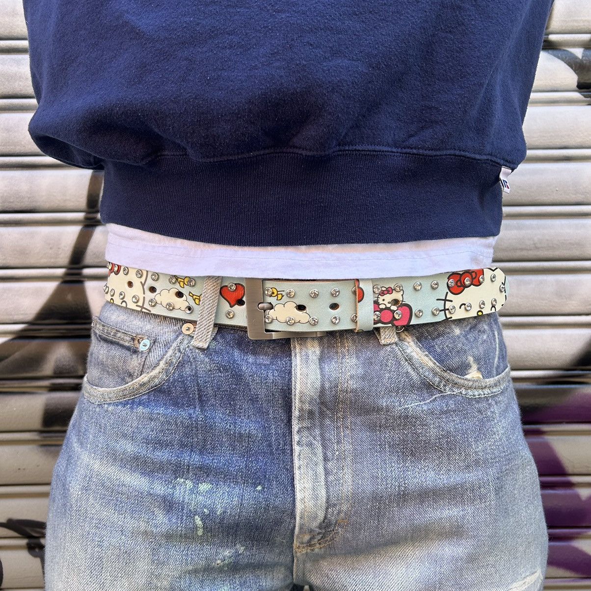 Ed Hardy × Japanese Brand Leo Ryder “Kitty” Print rhinestone leather belt Size ONE SIZE - 5 Thumbnail