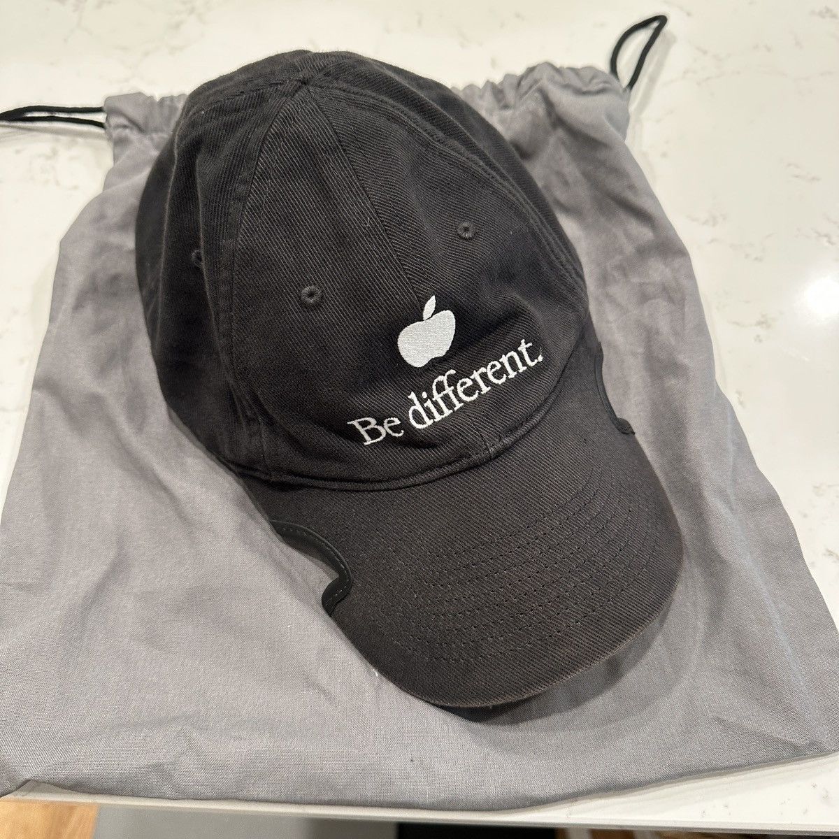 image of Balenciaga Apple Be Different Cap in Black, Men's