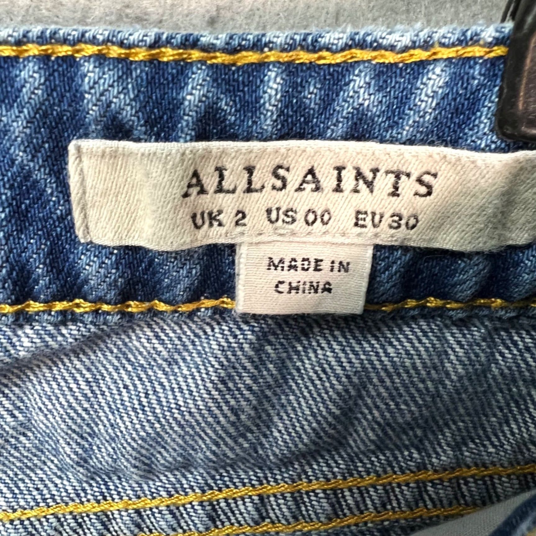 Allsaints AllSaints Womens Skirt Denim Mini Distressed Light Wash 00 Short Cotton Elastane Frayed Hem Casual Womens Size 24" / US 00 / IT 34 - 3 Thumbnail