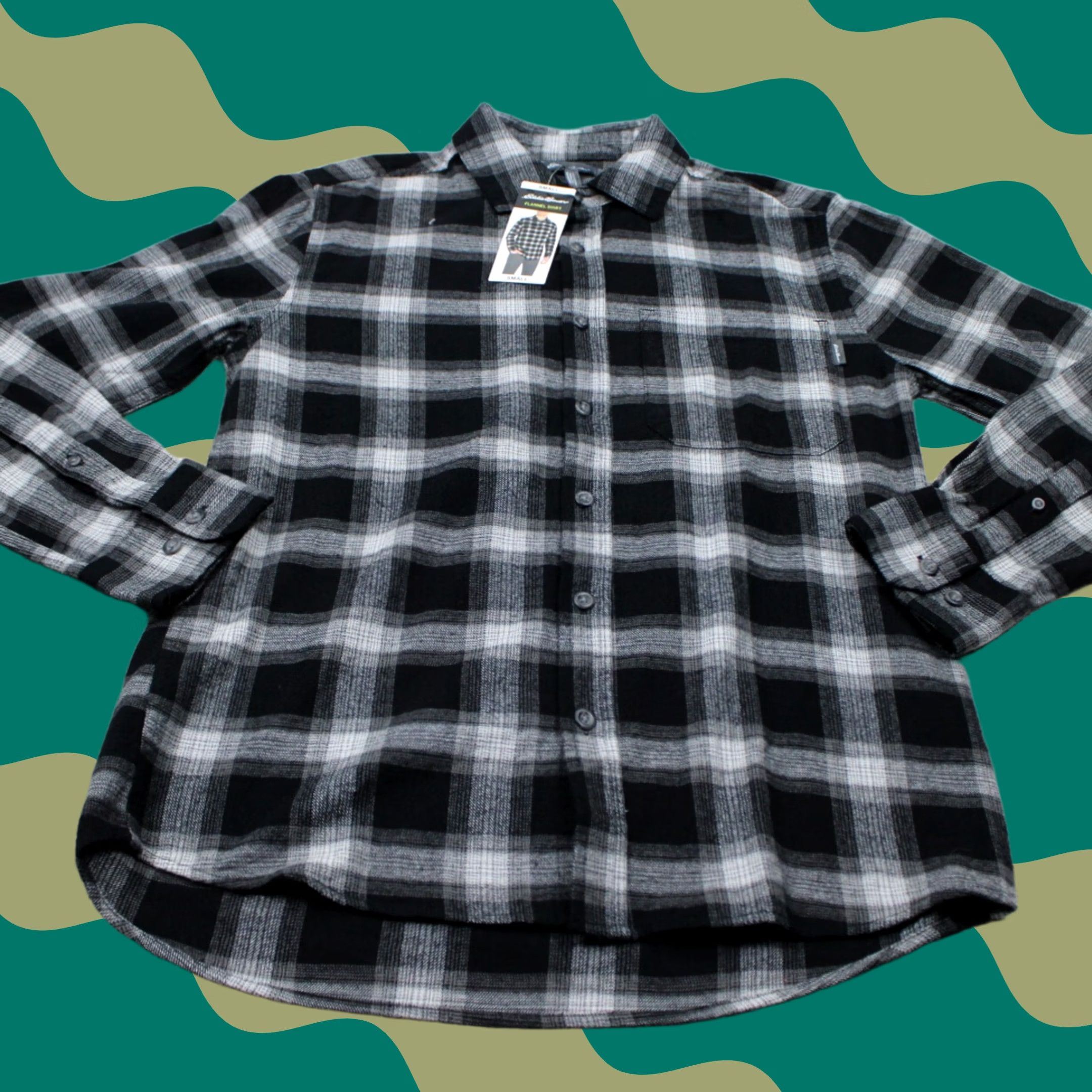 Eddie Bauer Eddie Bauer Flannel Shirt Black Cavier Jackson Plaid L/S Cotton NWT Mens Small Button-Up, Chest 21 in, All Seasons, Pockets, Travel, Workwear Size US S / EU 44-46 / 1 - 1 Thumbnail