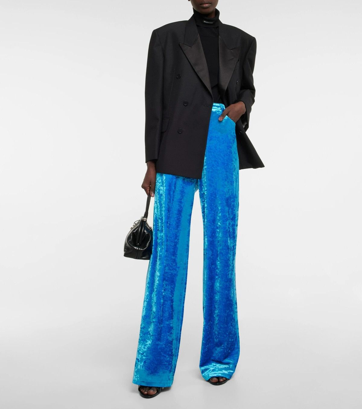 Balenciaga o1y0625 Velvet Casual Pant in Azure Size 26" / US 2 / IT 38 - 3 Thumbnail
