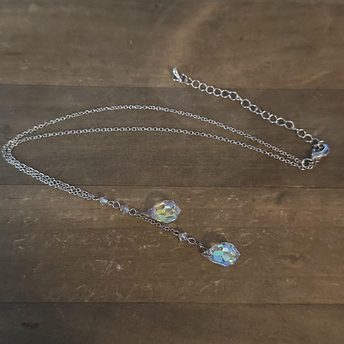 Other Silver tone Aurora Borealis Crystal drop necklace Size ONE SIZE - 2 Thumbnail