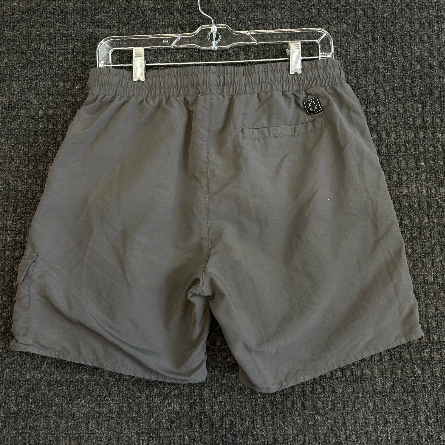 Vintage LIRA Mens Cargo Shorts Gray M Elastic Waist Drawstring 6" Inseam Multi Pocket Size US 31 - 2 Thumbnail