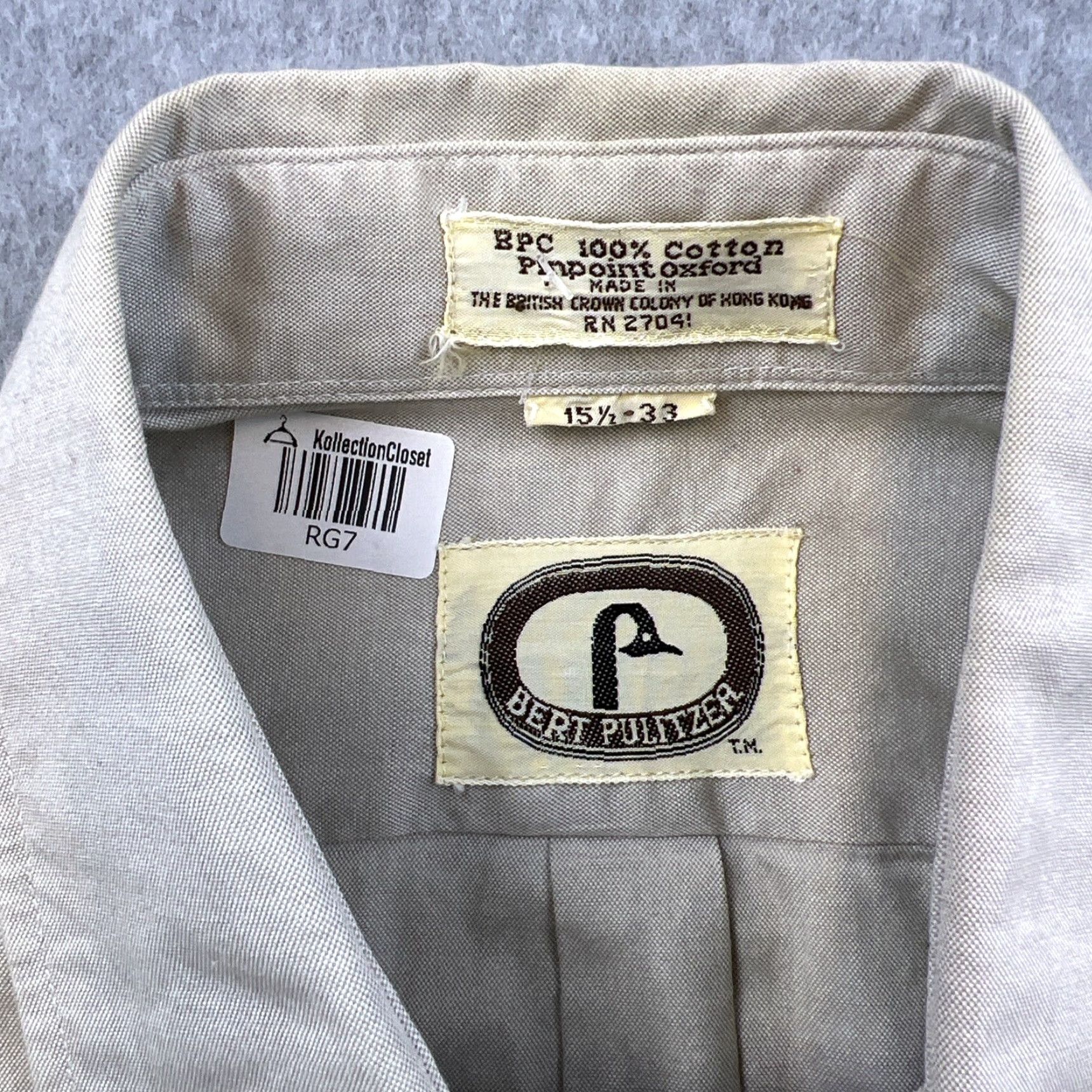 Vintage Bert Pulitzer Shirt Mens 15.5-33 Beige Long Sleeve Collared Button Up Oxford Size US L / EU 52-54 / 3 - 7 Thumbnail