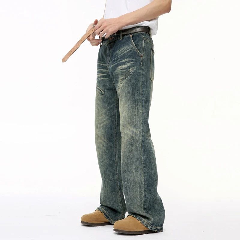 Seamless Pockets Vintage Worn-out Wash Jeans
