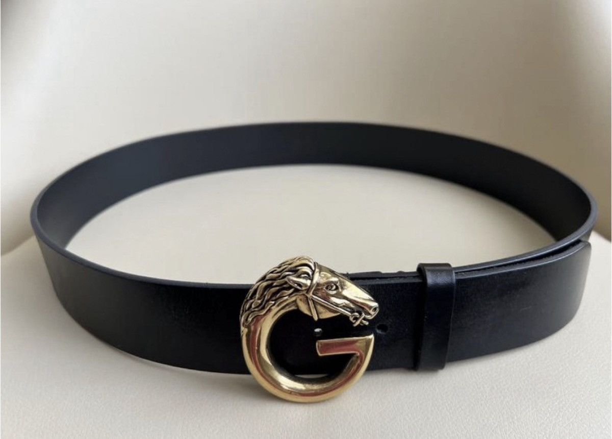Gucci GUCCI by Frida Giannini Horse Head Buckle Leather Belt Demna Size ONE SIZE - 3 Thumbnail