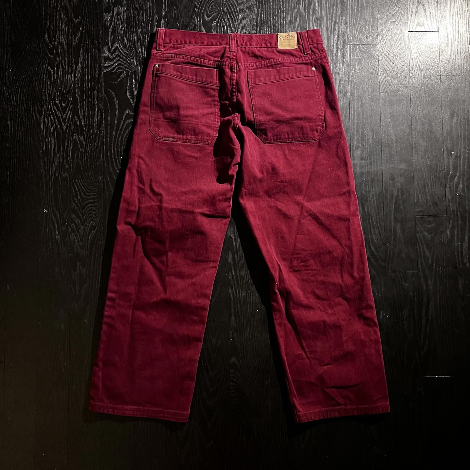 Pacsun Vintage Paco Jeans Dark Red Maroon - missing button Size US 34 / EU 50 - 5 Thumbnail