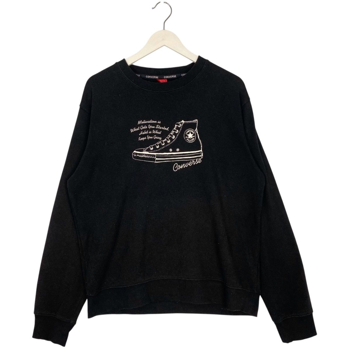 Vintage Vintage Converse Japan Sweatshirt Crewneck Black Jumper Sz L Size US L / EU 52-54 / 3 - 1 Thumbnail