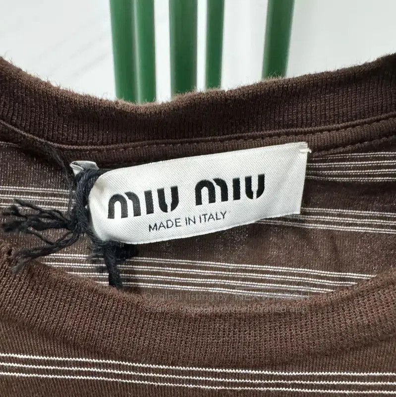 Miu Miu Miu Miu Brown Striped Cotton Summer T-Shirt . Size S / US 4 / IT 40 - 3 Thumbnail