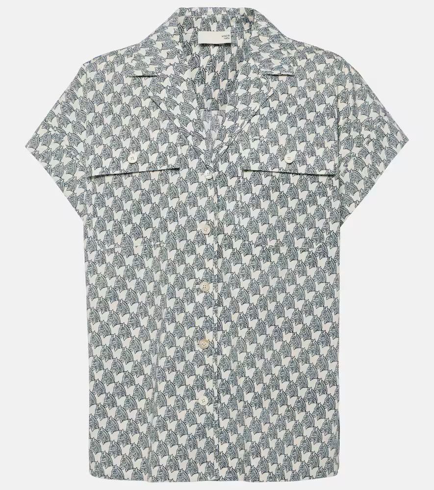 Tory Burch o1s22i1n1024 Printed Poplin Camp Shirt in Blue Size S / US 4 / IT 40 - 1 Thumbnail