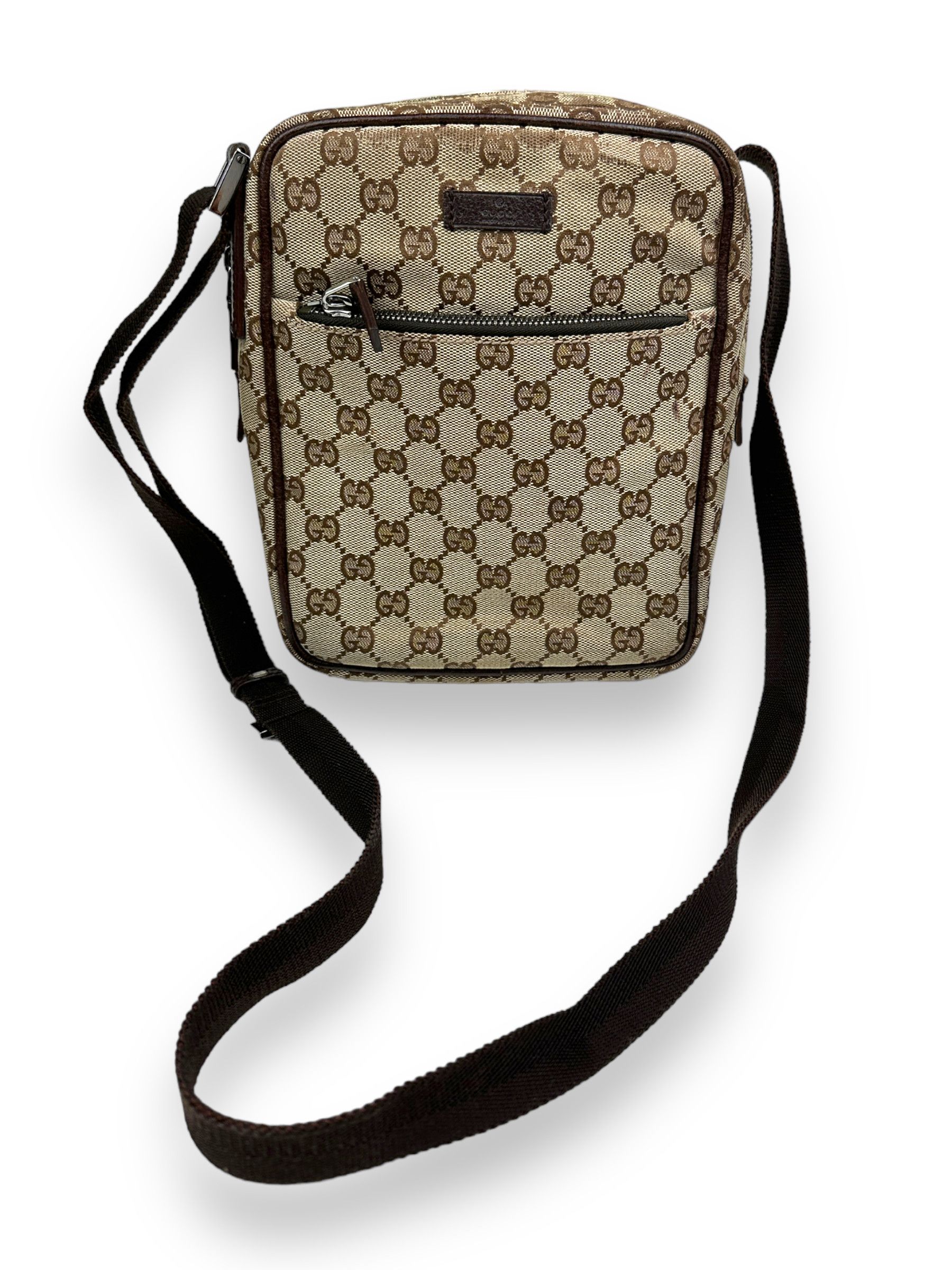Pre-owned Gucci Monogram Shoulder Bag Crossbody Danube Style In Beige