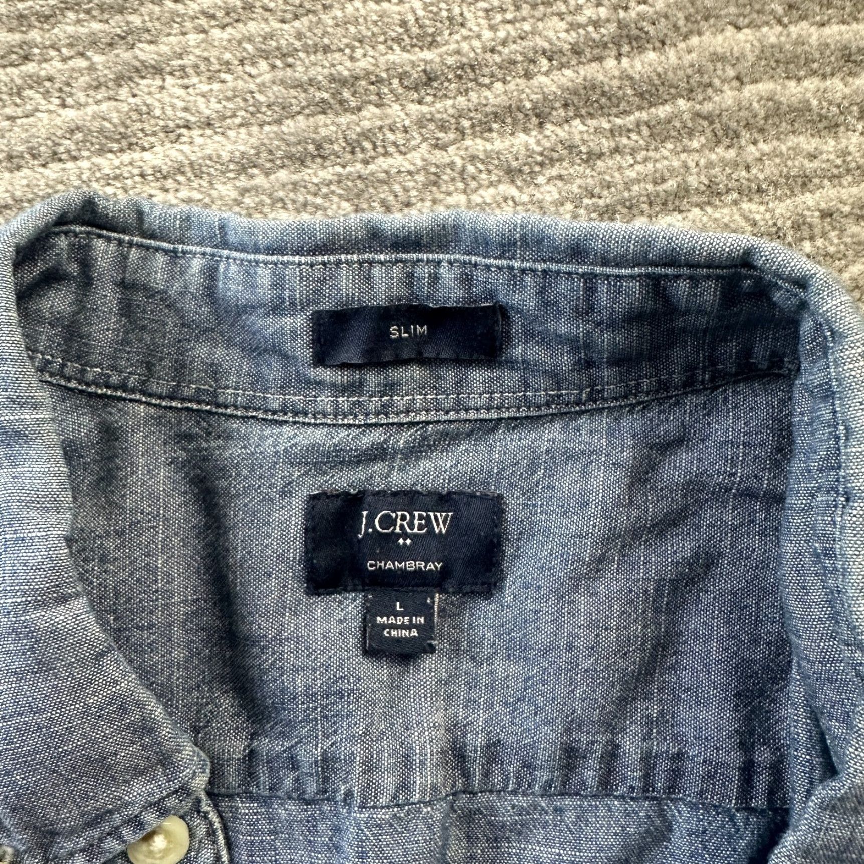 J.Crew J Crew Shirt Mens Large Blue Chambray Slim Fit Button Up Size US L / EU 52-54 / 3 - 6 Thumbnail