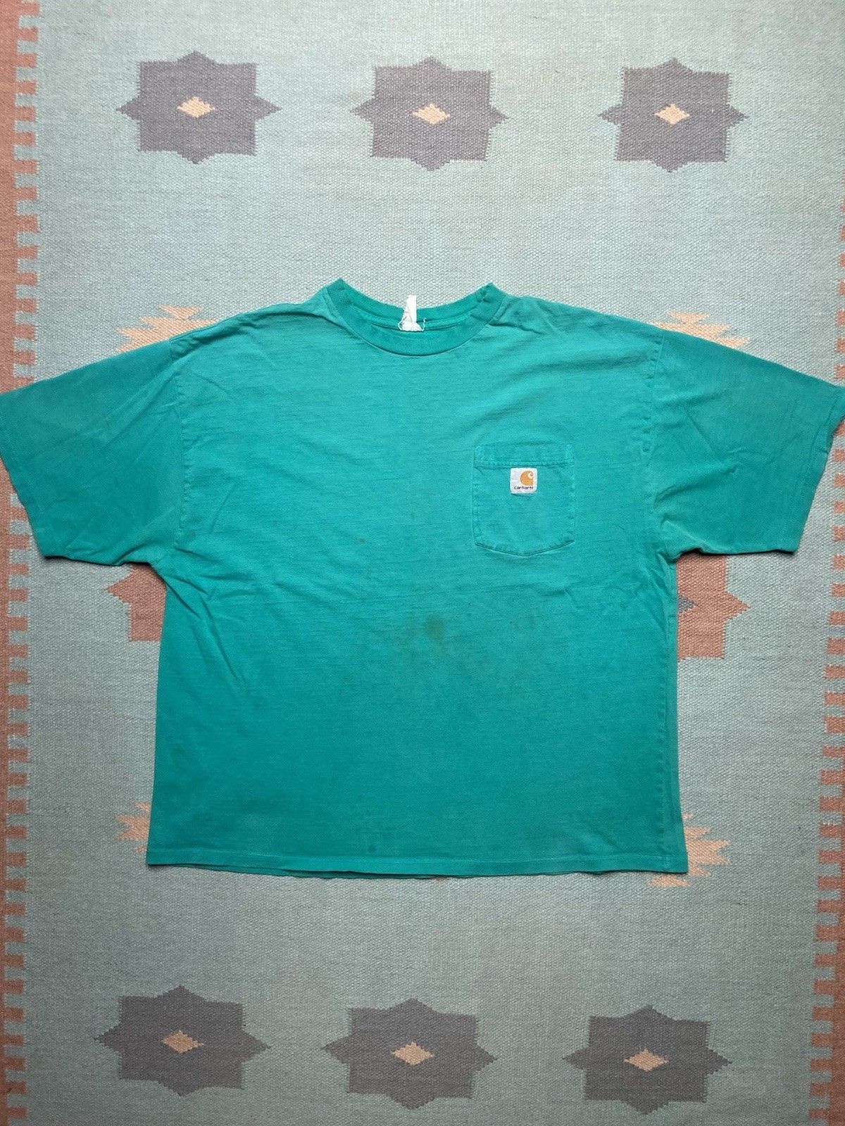 Carhartt × Vintage Carhartt pocket t shirt teal blue aqua distressed boxy XL Size US XL / EU 56 / 4 - 1 Thumbnail