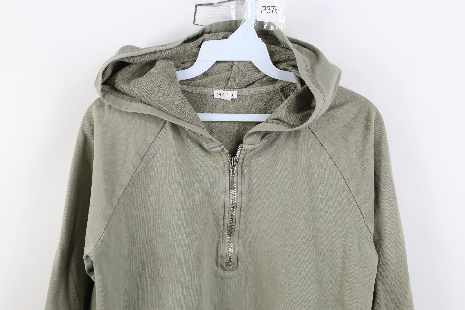 Vintage Vintage 90s Satori French Terry 1/4 Zip Hoodie Green USA Size M / US 6-8 / IT 42-44 - 2 Thumbnail