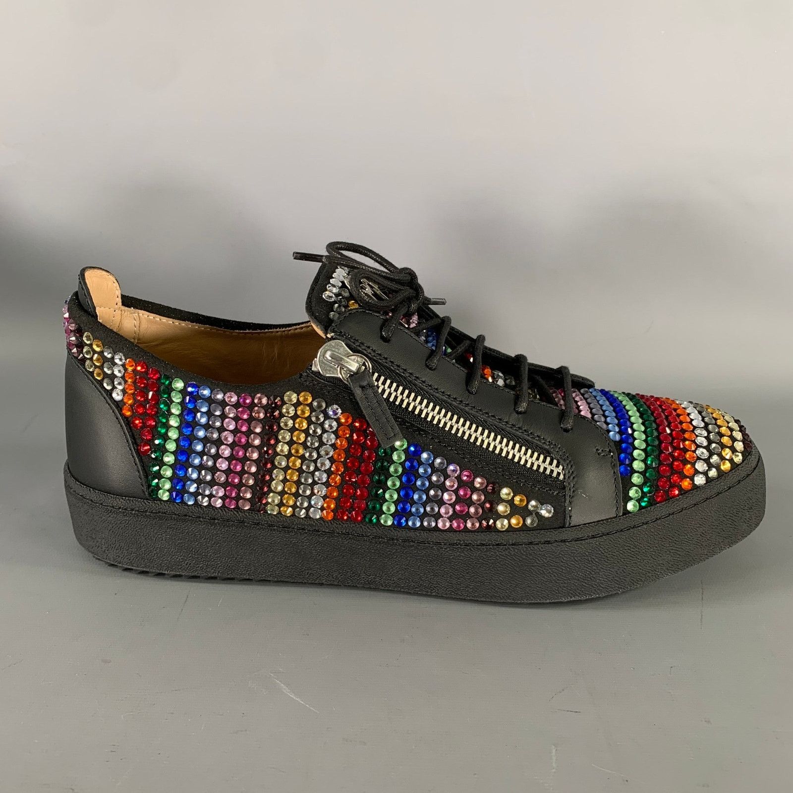 Giuseppe Zanotti GIUSEPPE ZANOTTI Multi Color Studded Mixed Zip Sneakers Size US 13 / EU 46 - 2 Thumbnail