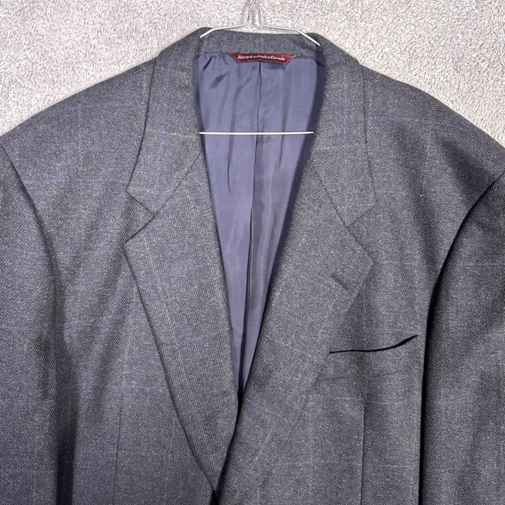 Vintage Samuelsohn Sport Coat Mens 46L Cashmere Wool Windowpane Como Blazer Suit Jacket - Luxury Classic Size 46R - 4 Thumbnail
