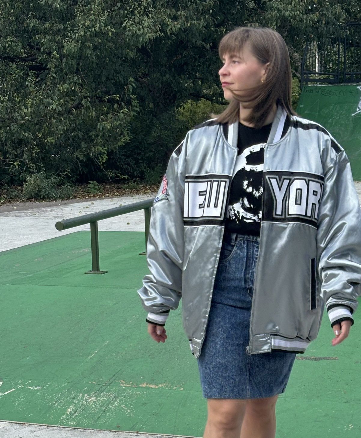 Vintage 90s Vintage Bomber Puffer Silver Satin in size XL Size US XL / EU 56 / 4 - 12 Thumbnail