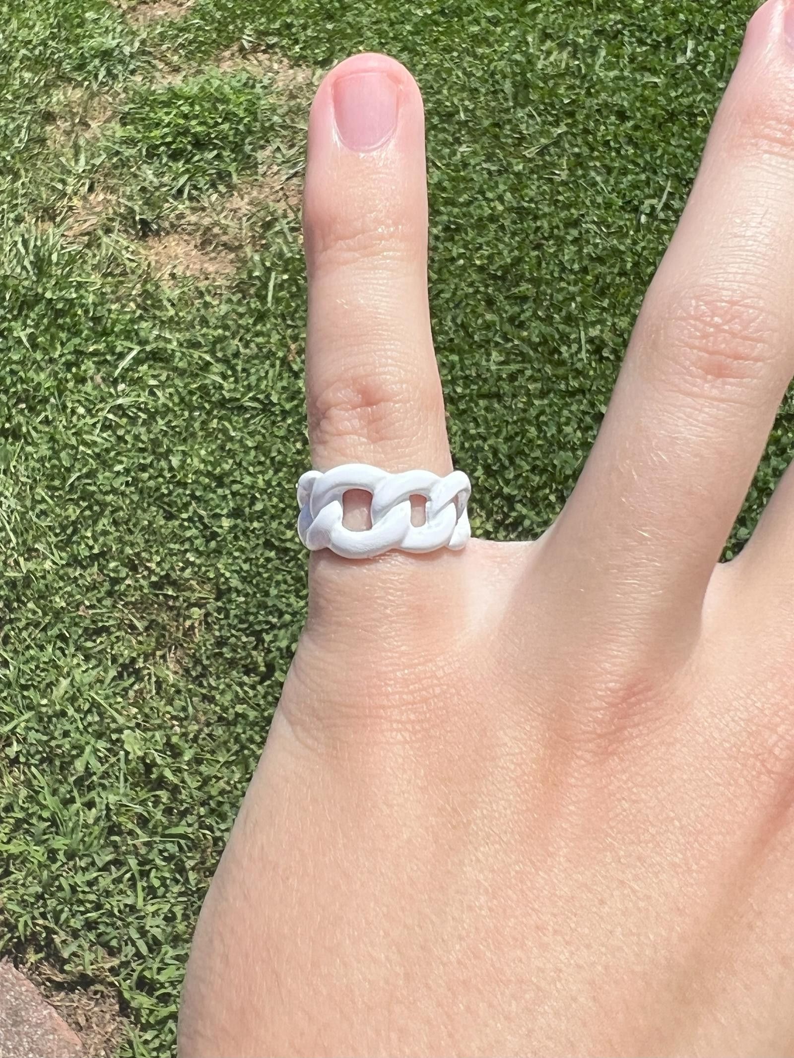 Jewelry *NEW* White Cuban Ring ADJUSTABLE Size ONE SIZE - 2 Thumbnail