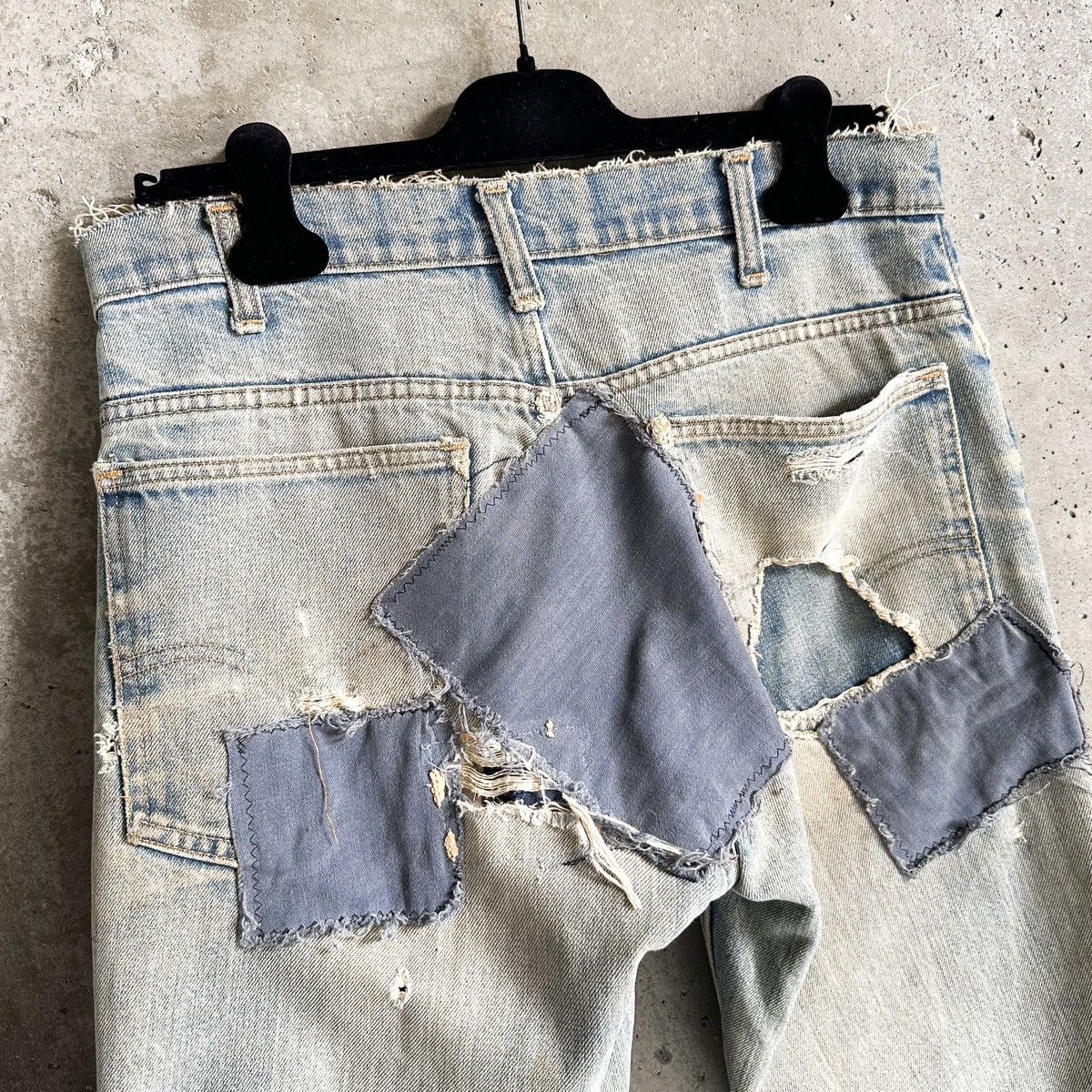 Levi's 60’s THRASHED Orange Tab 684 Flared Patchwork Denim Size US 32 / EU 48 - 4 Thumbnail