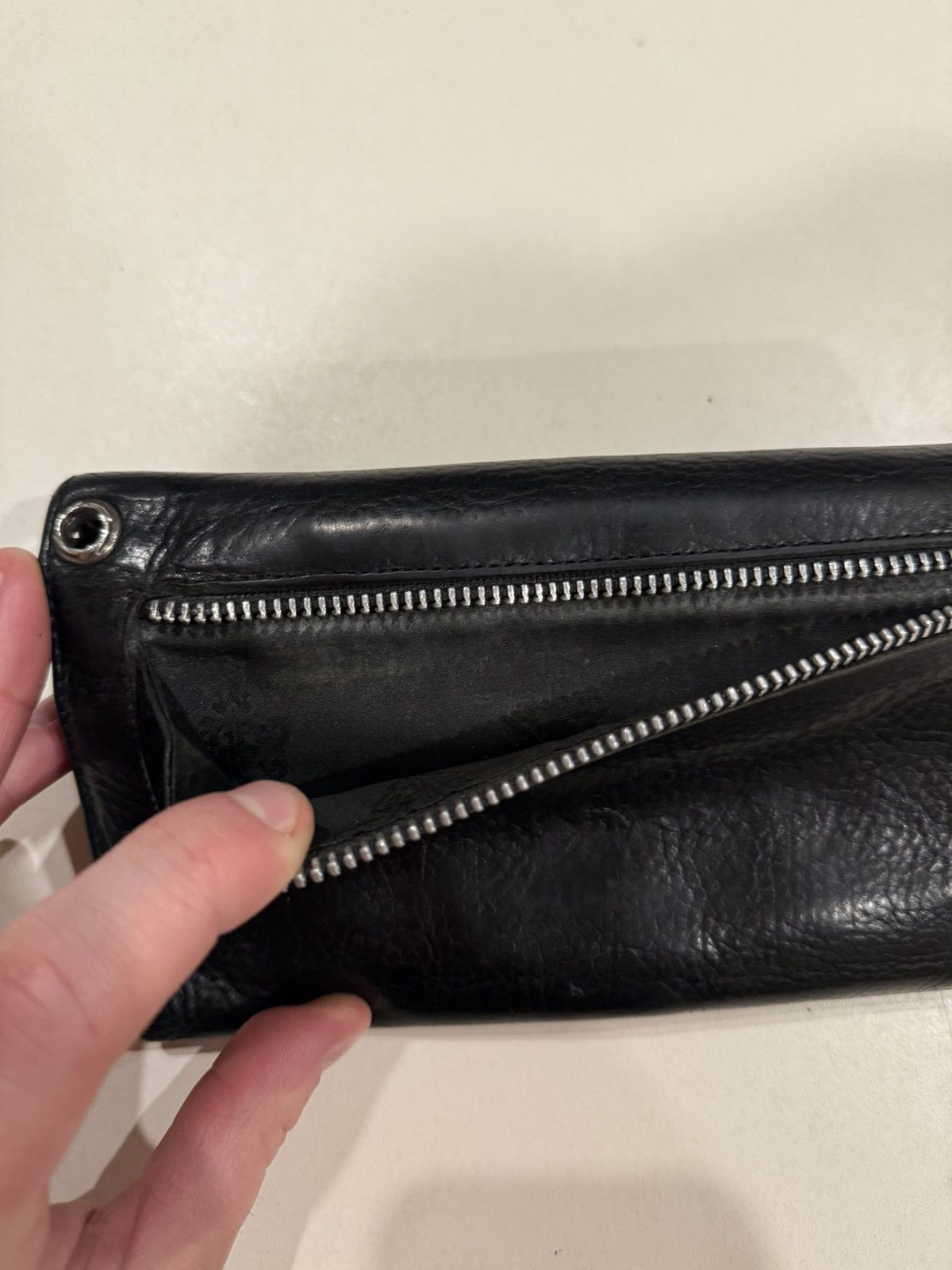Chrome Hearts Chrome Hearts Black Leather Wave Wallet Silver Cross Balls Size ONE SIZE - 7 Thumbnail