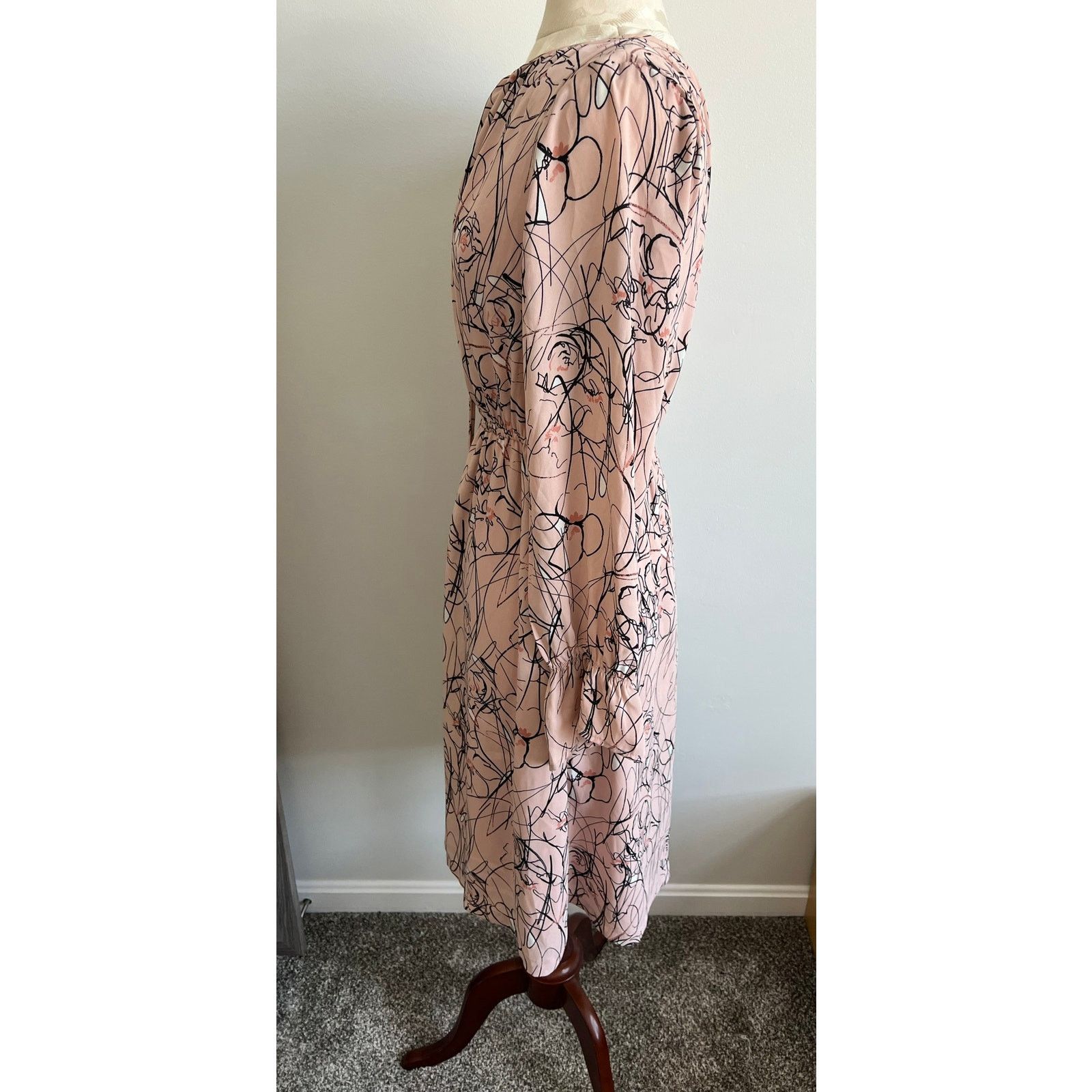 Nordstrom Nordstrom Rack Women's Floral Long Sleeve Pink Midi Dress XS Size XS / US 0-2 / IT 36-38 - 3 Thumbnail
