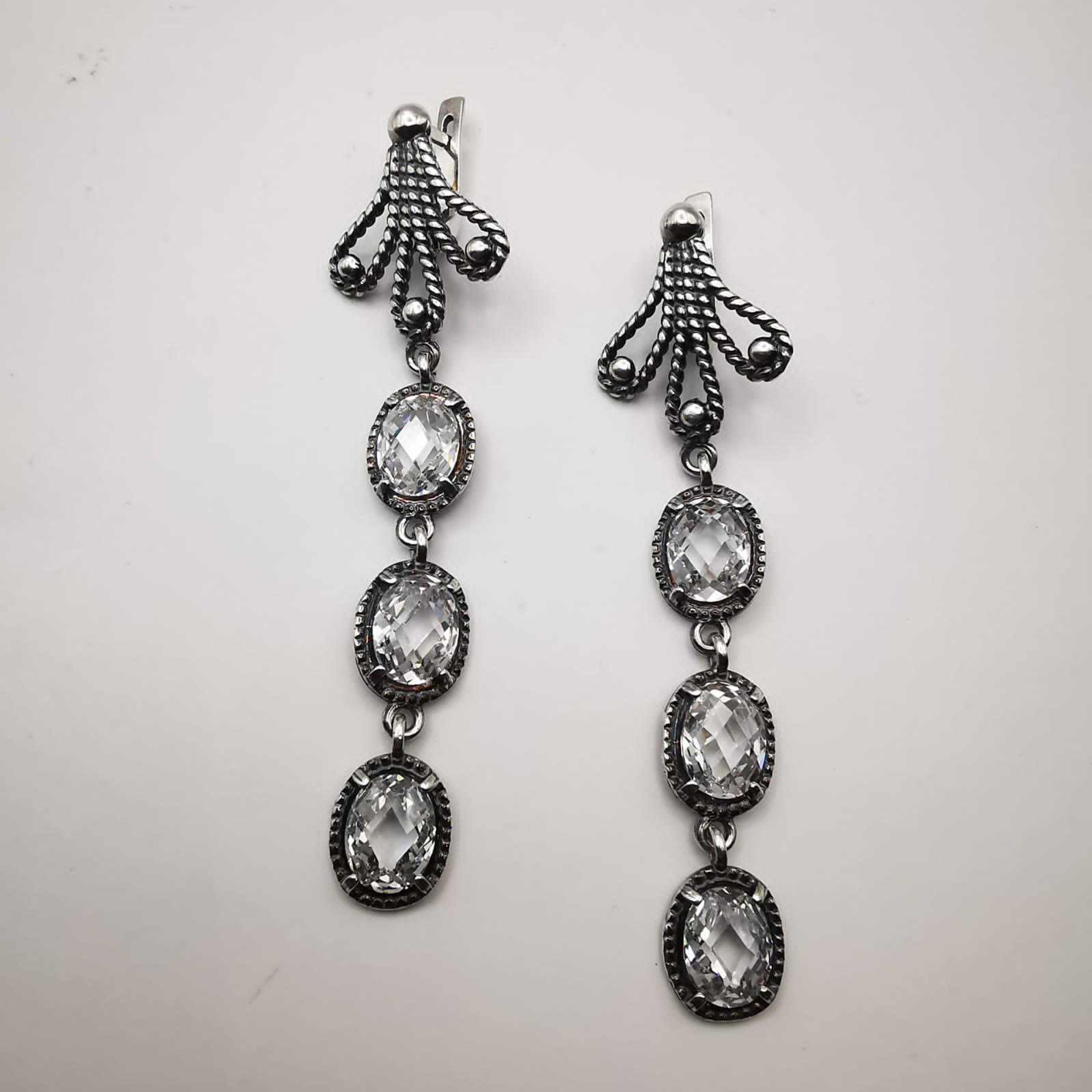 Sterling Silver × Vintage Vintage,Filigree,925 Sterling Silver Earrings Cerconium Size ONE SIZE - 2 Thumbnail