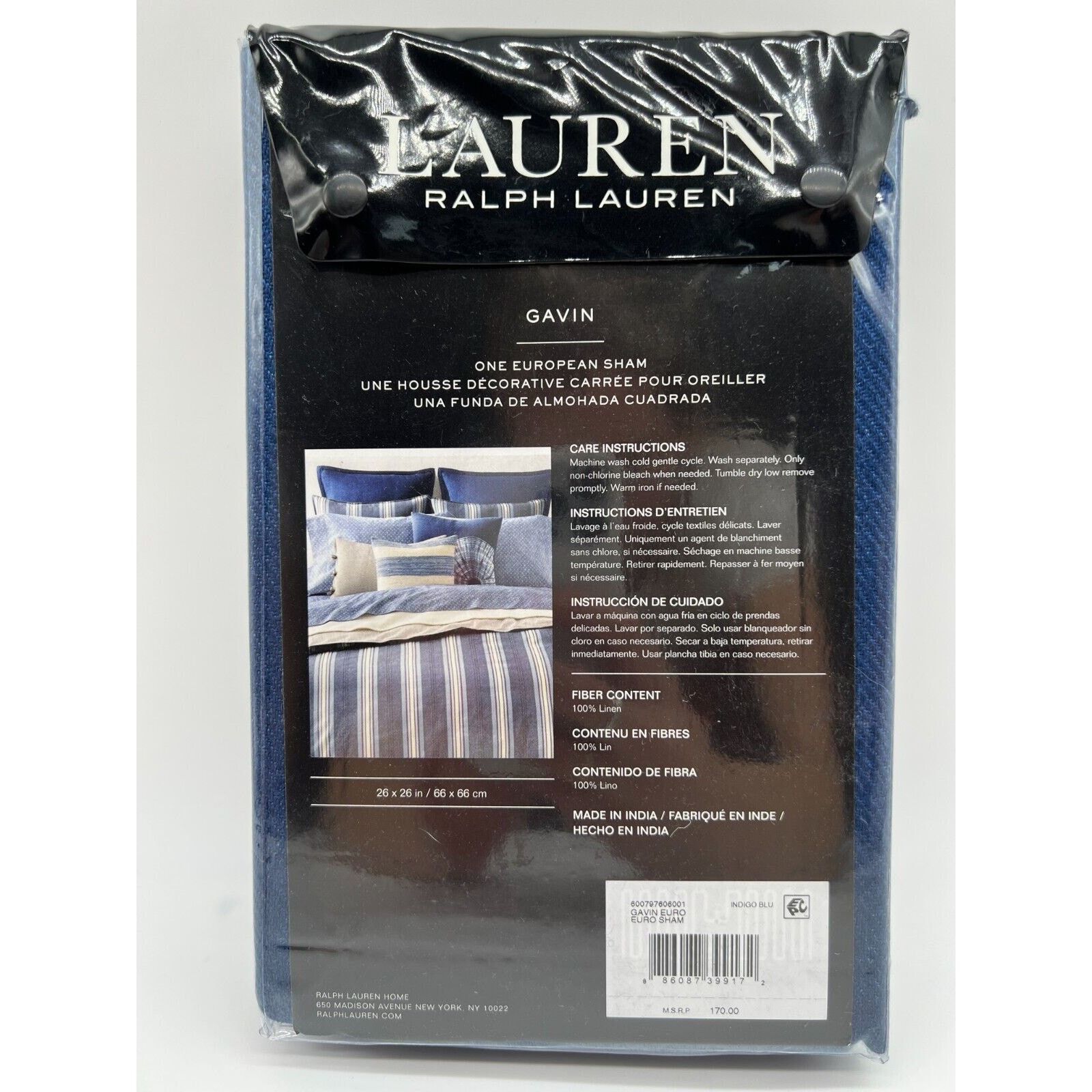 Ralph Lauren Ralph Lauren Gavin One European Sham Indigo Blue 26x26 NWT. Size ONE SIZE - 7 Thumbnail