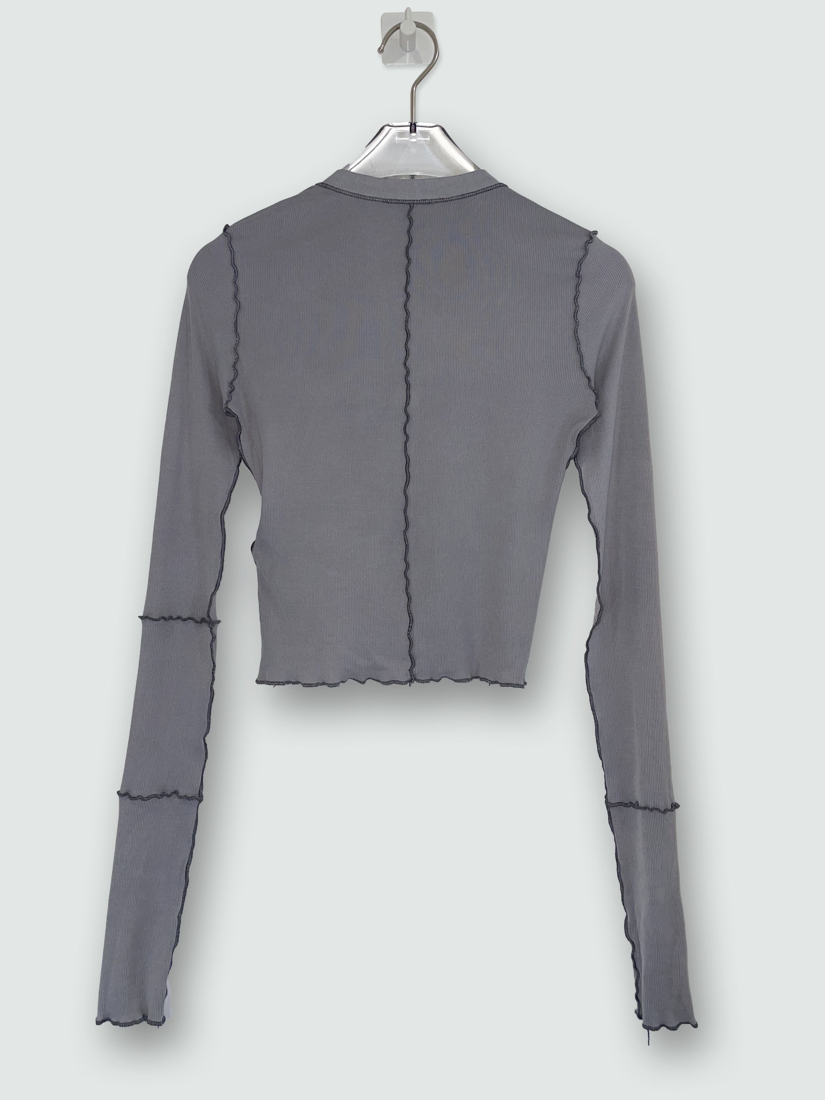 Diesel Glenn Martens | Grey Long Sleeve Button Cropped Top | XSmall Size XS / US 0-2 / IT 36-38 - 2 Thumbnail